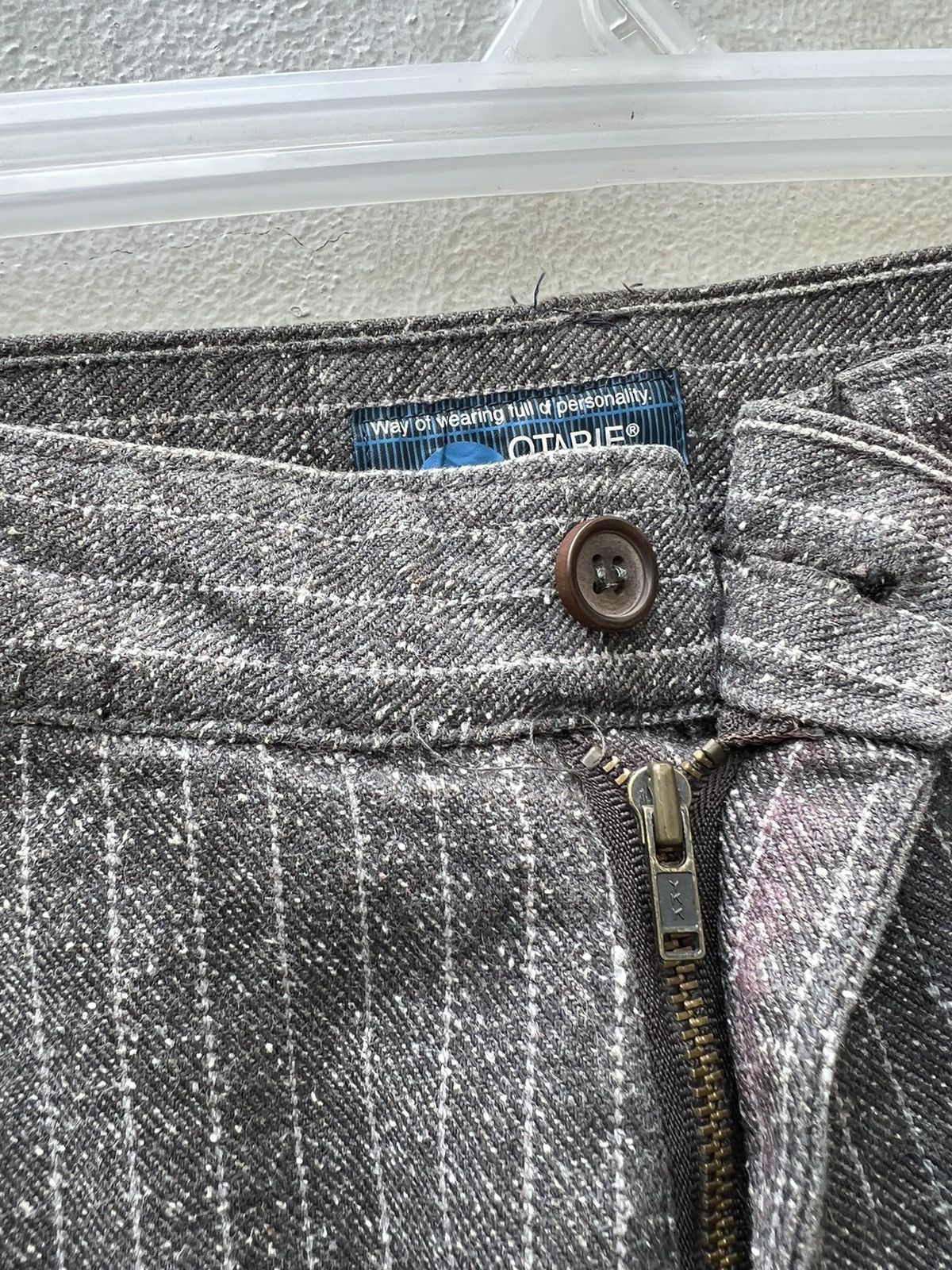 Vintage OTARIE Japan Striped Salt & Pepper Drawstring Cargo Trouser Size US 31 - 4 Thumbnail