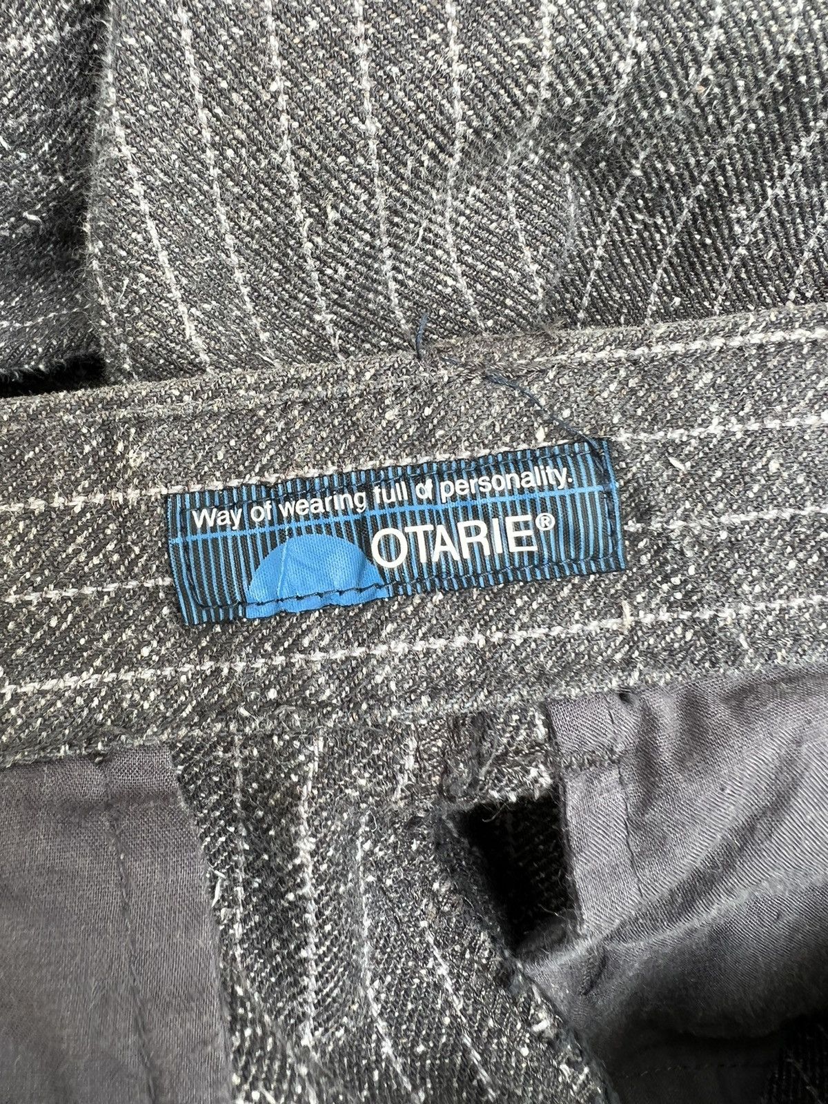 Vintage OTARIE Japan Striped Salt & Pepper Drawstring Cargo Trouser Size US 31 - 18 Thumbnail