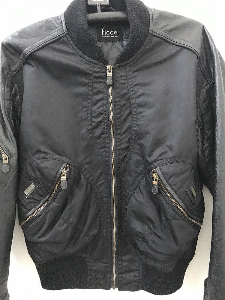 Yoshiyuki Konishi Yoshiyuki Konishi FICCE Black Leather Sleeve Bomber Jacket Size US M / EU 48-50 / 2 - 3 Thumbnail