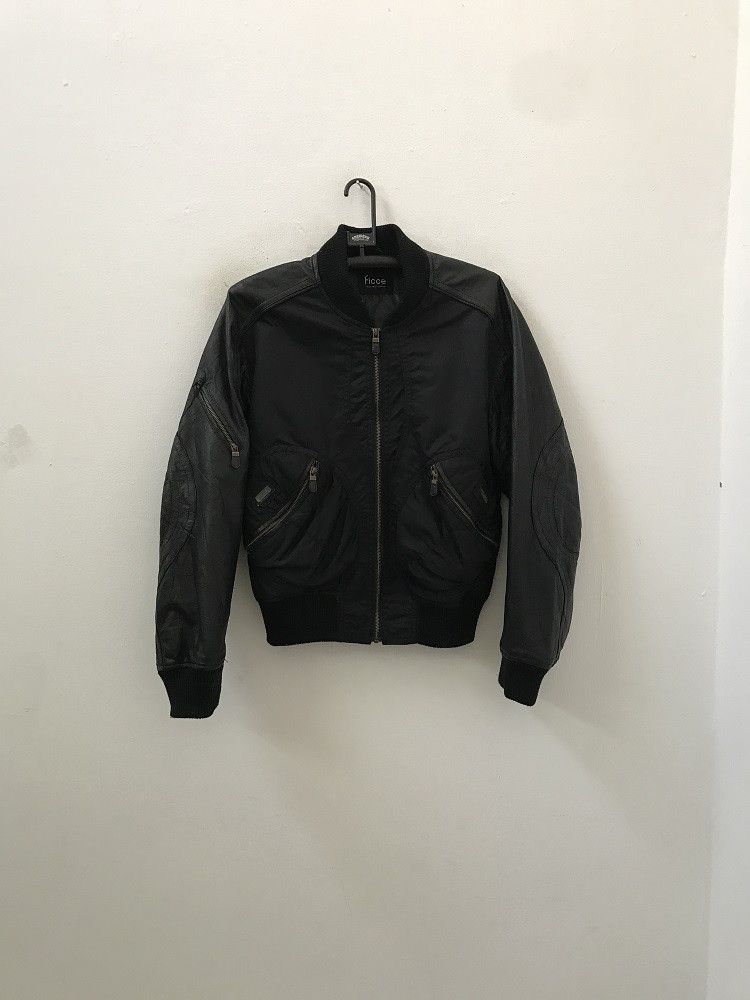 Yoshiyuki Konishi Yoshiyuki Konishi FICCE Black Leather Sleeve Bomber Jacket Size US M / EU 48-50 / 2 - 2 Thumbnail