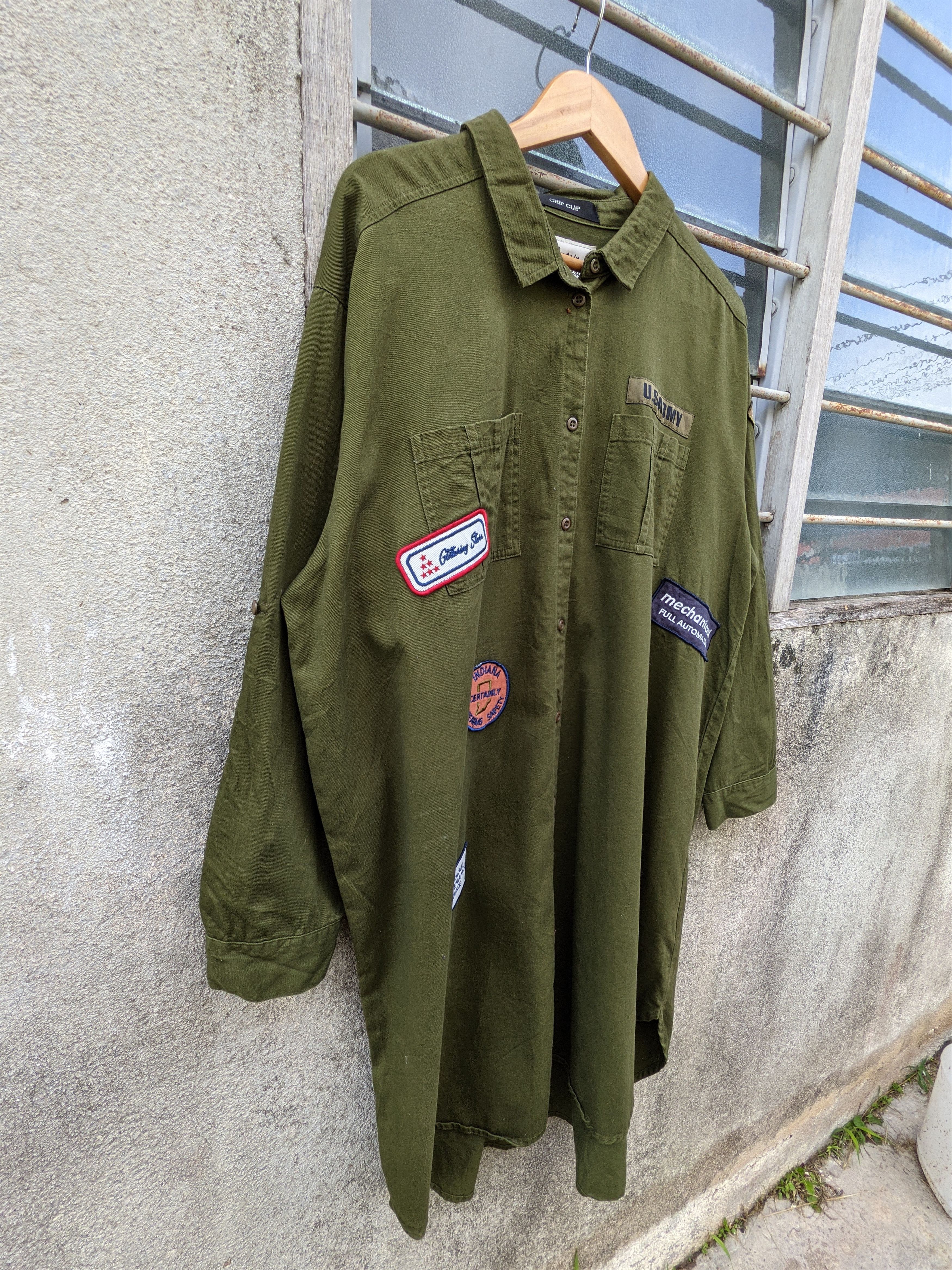 Japanese Brand Chip Clip army green military style long sleeve shirts Size US XL / EU 56 / 4 - 4 Thumbnail