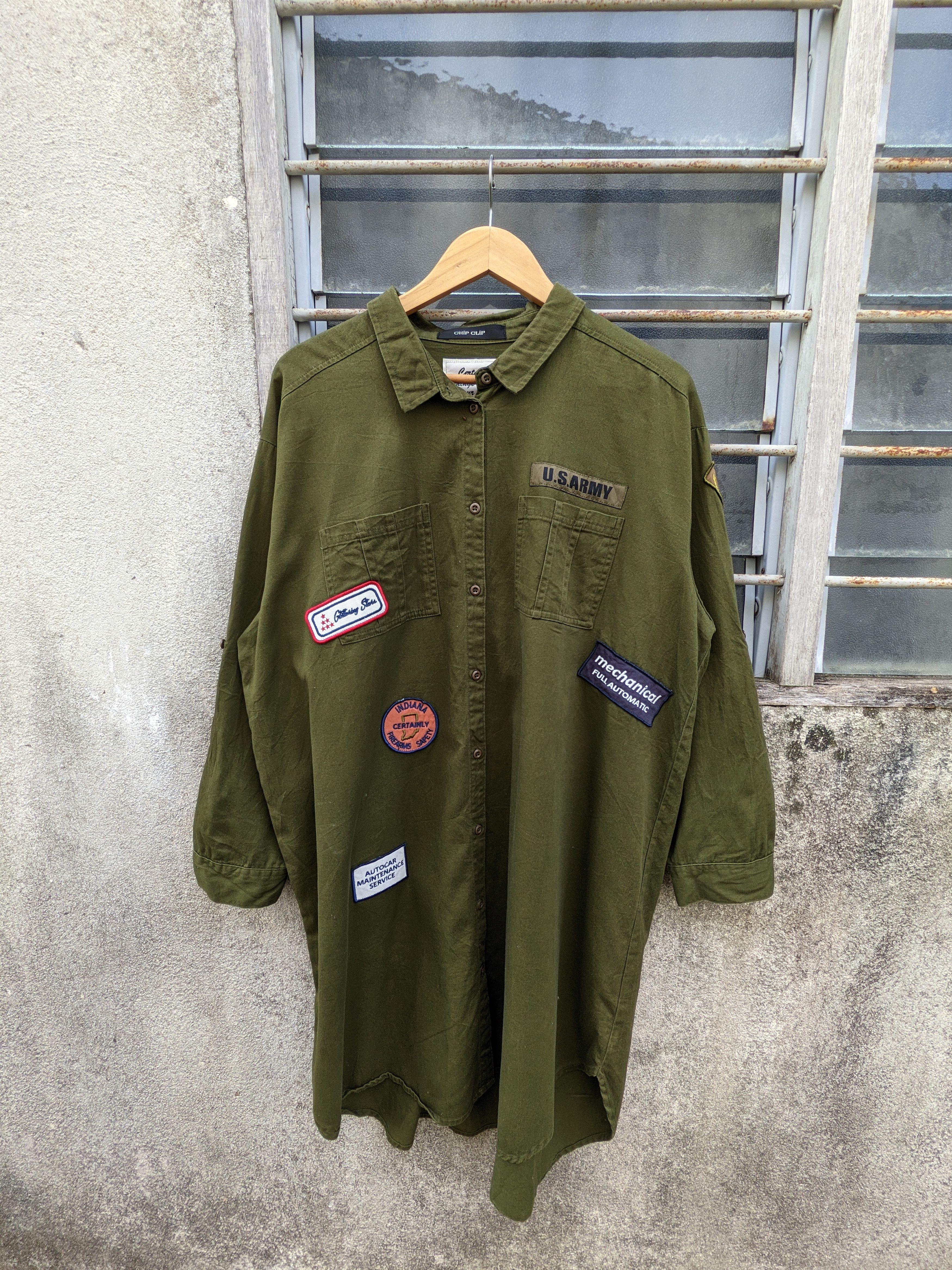 Japanese Brand Chip Clip army green military style long sleeve shirts Size US XL / EU 56 / 4 - 5 Thumbnail