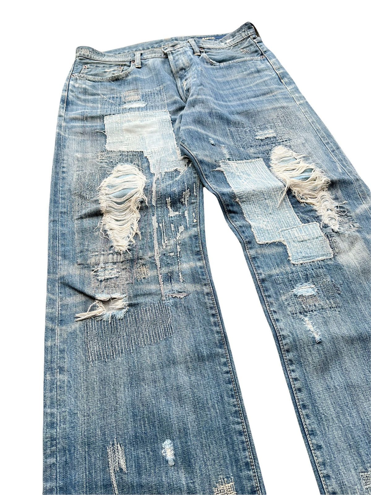 Kapital OG KIRO HIRATA Boro Distressed Patch Denim Size US 34 / EU 50 - 2 Thumbnail