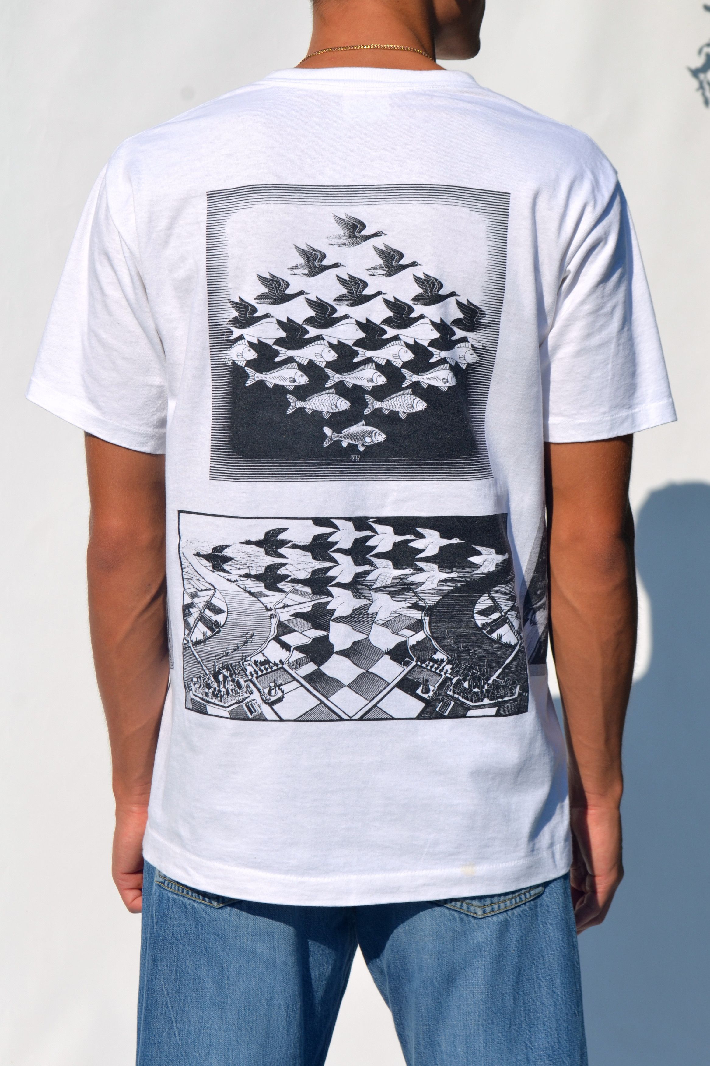 Band Tees 1991 Vintage MC Escher All Over Print T-Shirt Tee 90s Size US L / EU 52-54 / 3 - 3 Thumbnail