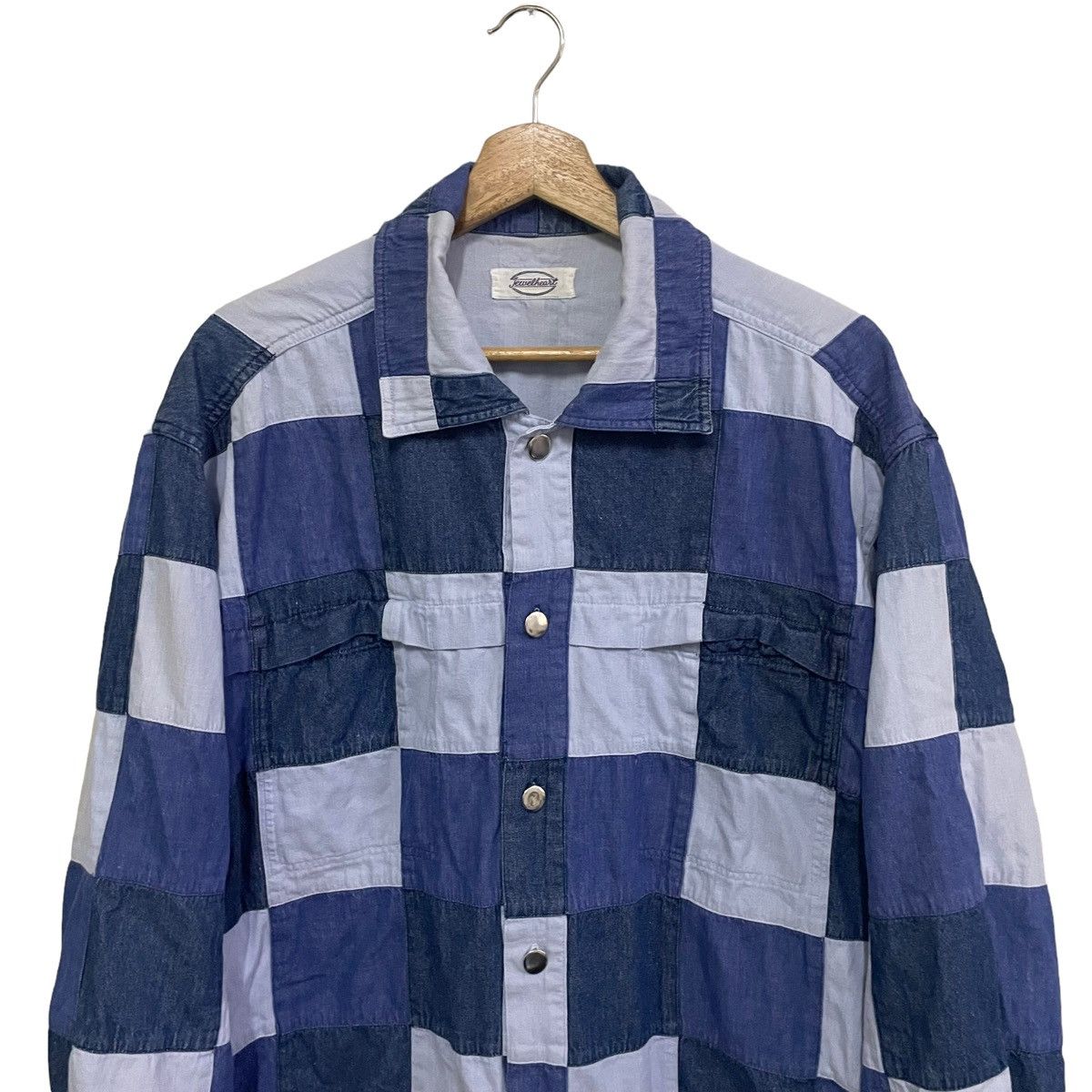 Indigo × Japanese Brand 💥JAPANESE JEWEL HEART PATCHWORK BUTTON JACKET Size US L / EU 52-54 / 3 - 4 Thumbnail