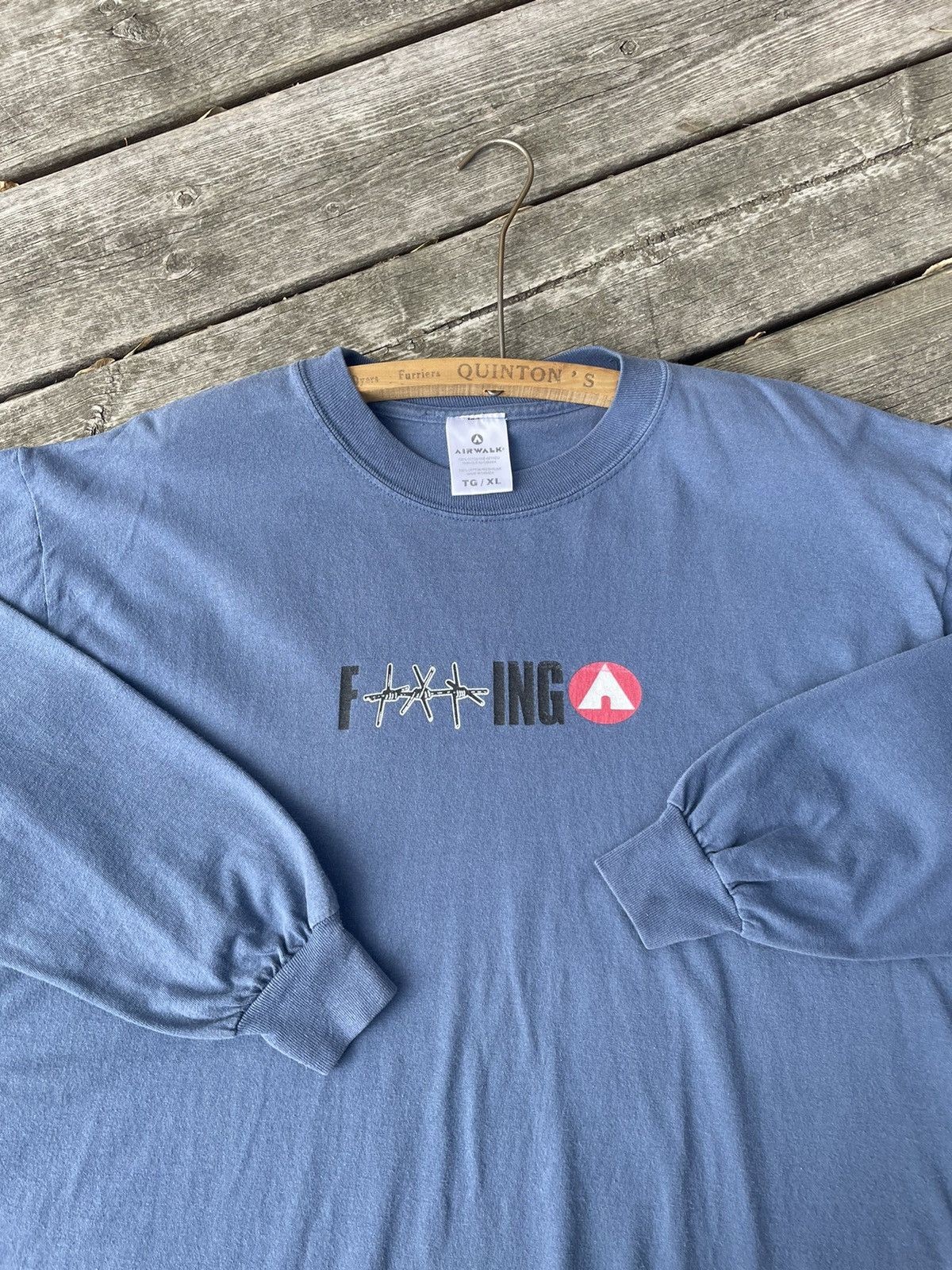 Image of Vintage 90's Airwalk Skateboards Fucking A Long Sleeve Size XL in Blue, Men's