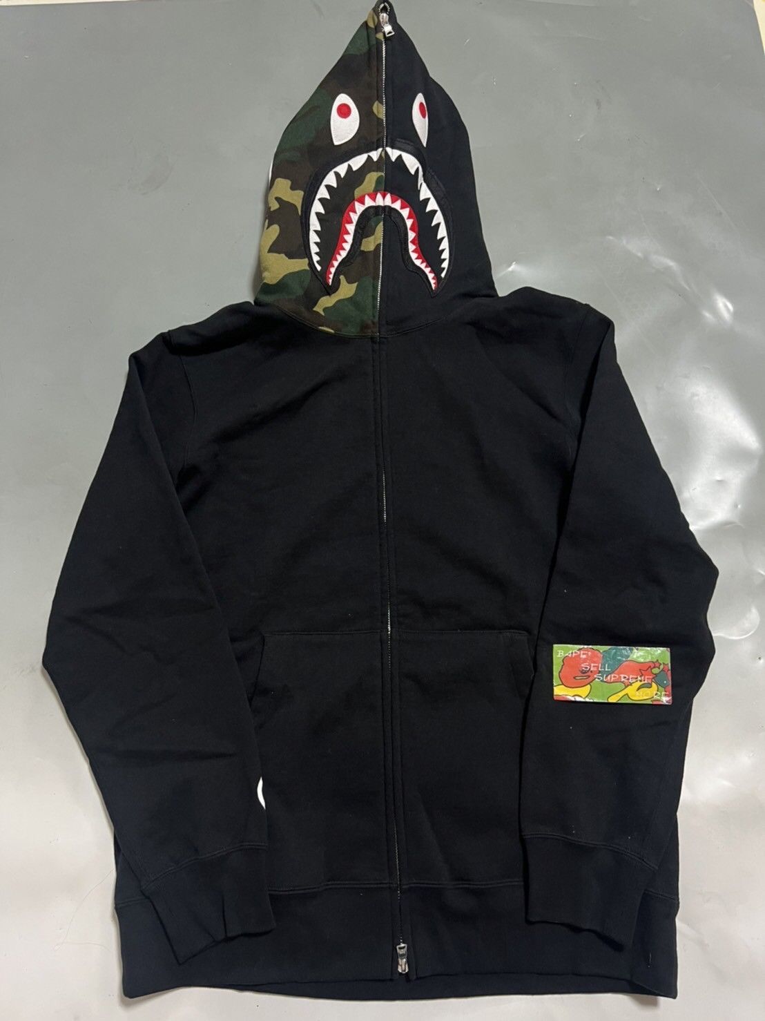 image of Bape Shark 1St Anniversary Full Zip Hoodie Black/green Camo, Men's (Size XL)