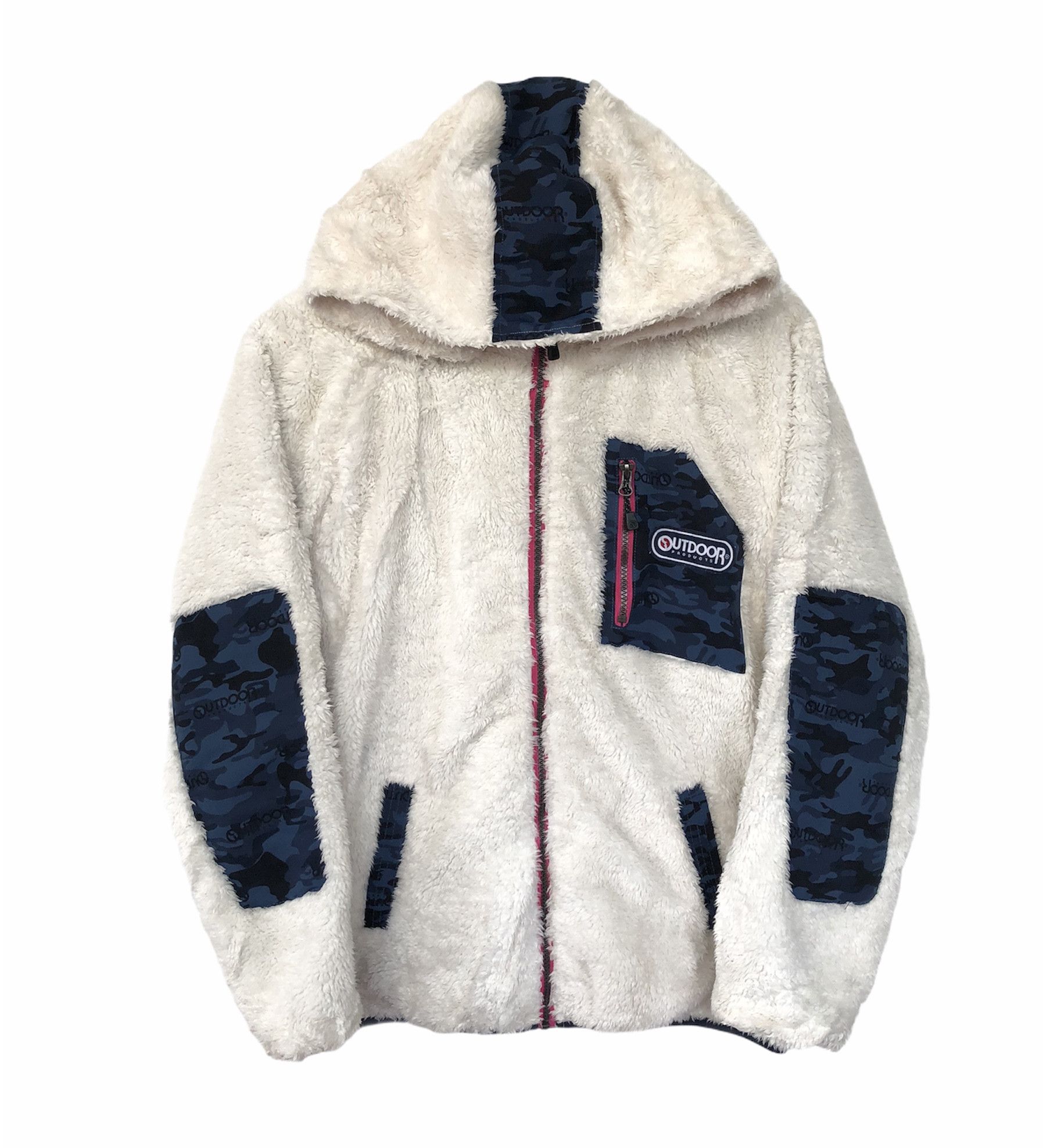 image of Outdoor Life x Vintage Outdoor White Camo Hit Sherpa Fleece Jacket, Men's (Size Medium)