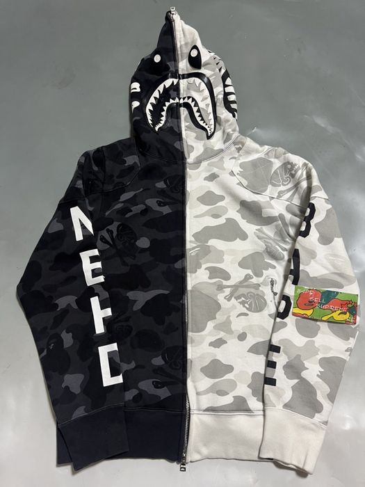 Bape nbhd camo hot sale shark full zip hoodie