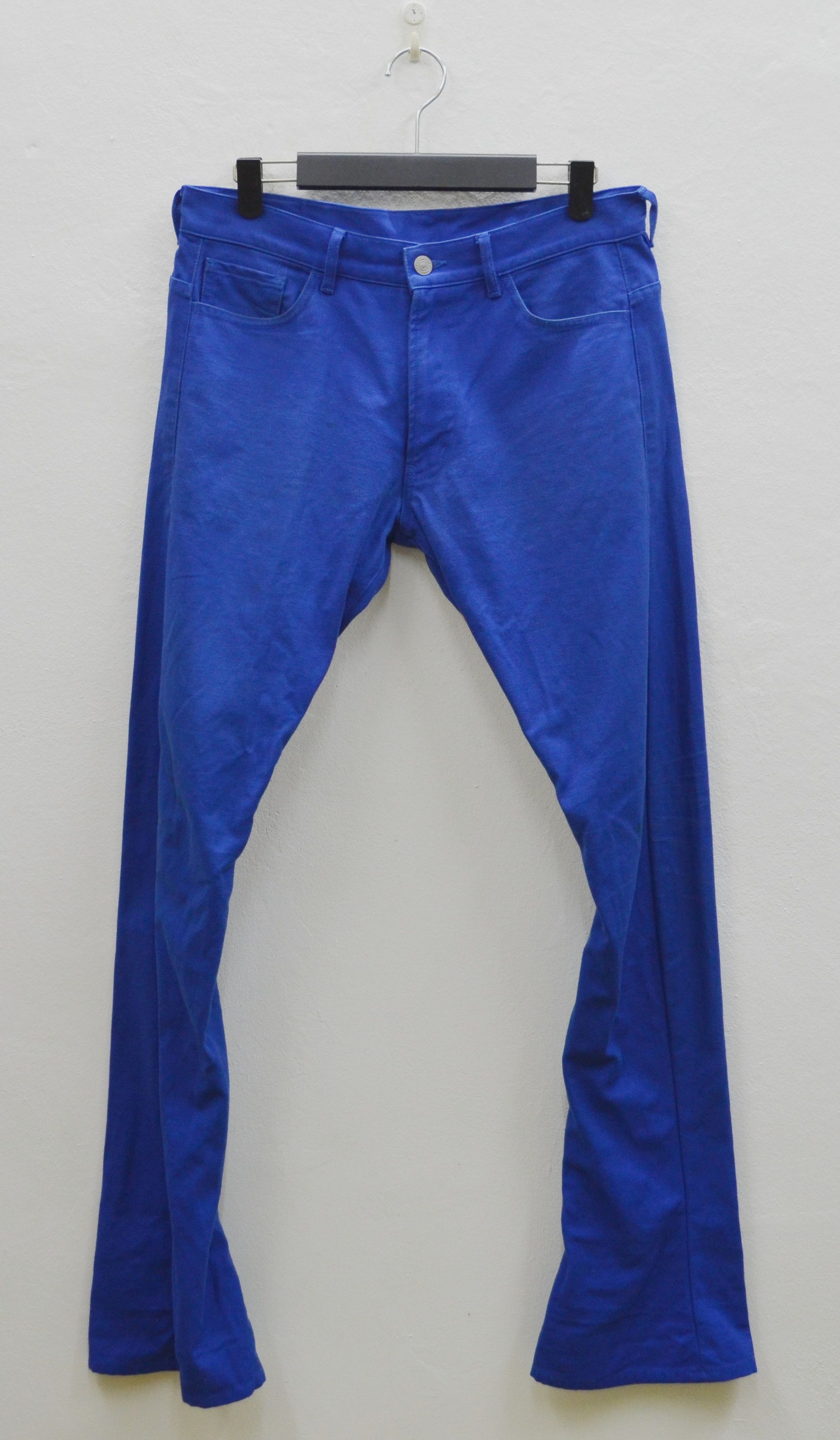 image of Lad Musician Solid Royal Blue Banana-Cut Cotton Pants Made In Japan, Men's (Size 32)