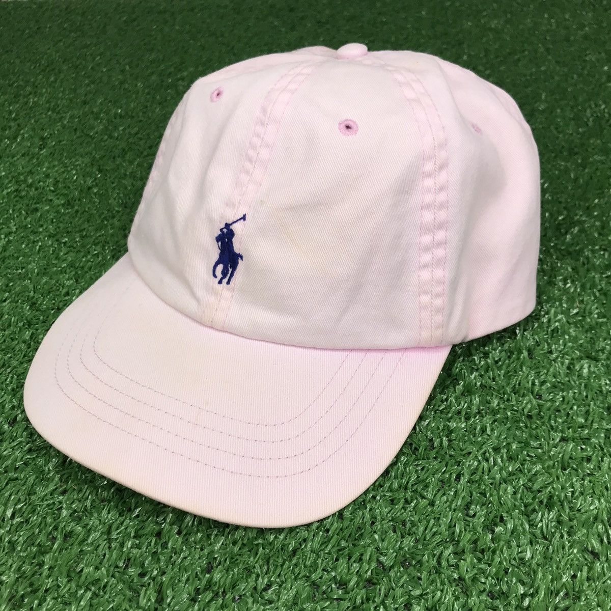 Polo Ralph Lauren × Vintage Vintage Polo Ralph Lauren Leather Strapback Dad Hat Pink Size ONE SIZE - 1 Thumbnail