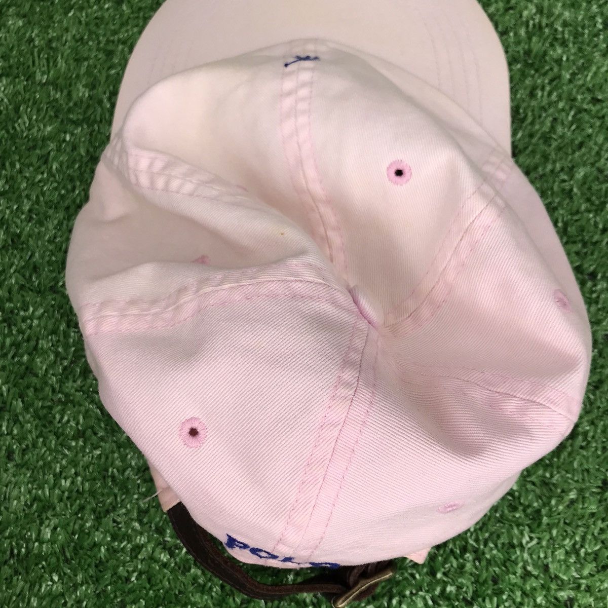 Polo Ralph Lauren × Vintage Vintage Polo Ralph Lauren Leather Strapback Dad Hat Pink Size ONE SIZE - 6 Thumbnail