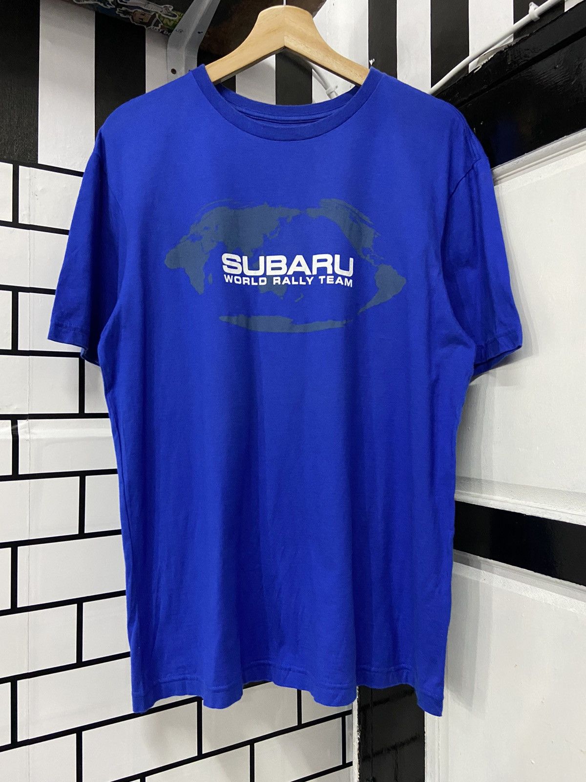 image of Racing x Vintage Subaru World Rally Team Vintage Tee in Blue, Men's (Size Medium)