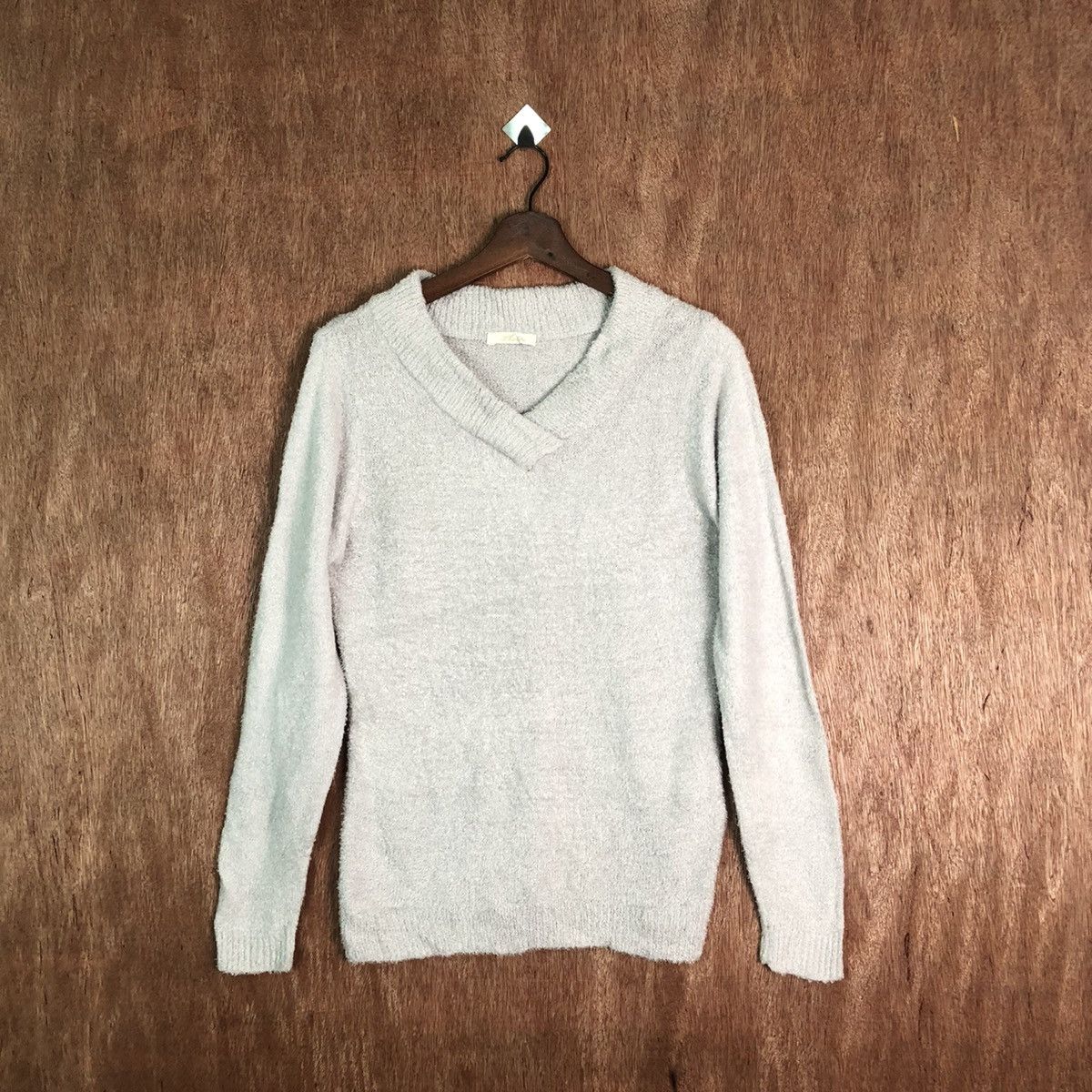 image of Homespun Knitwear Khalita Grey Shag Shaggy Fur Mohair Knitwear 6557, Men's (Size Medium)