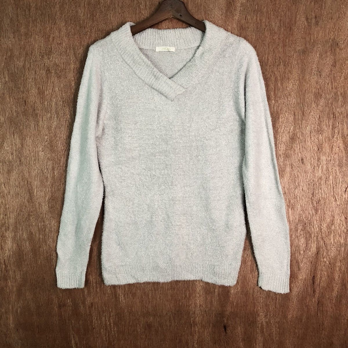 Homespun Knitwear Khalita Grey Shag Shaggy Fur Mohair Knitwear #6557 Size US M / EU 48-50 / 2 - 3 Thumbnail