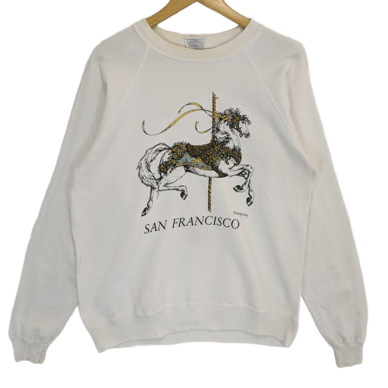 Hanes Vintage 90's SAN FRANCISCO Horse Riding Jumper Sweatshirt Size US M / EU 48-50 / 2 - 2 Thumbnail
