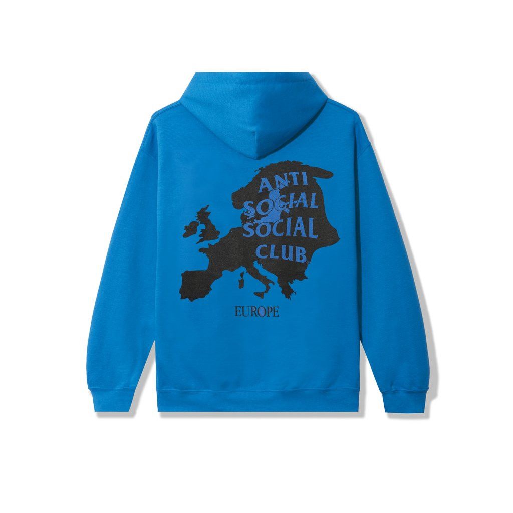 image of Anti Social Social Club Ds Black Assc Europe Blue Hoodie In Hand Bape Kith Kaws Fog (Size Medium)