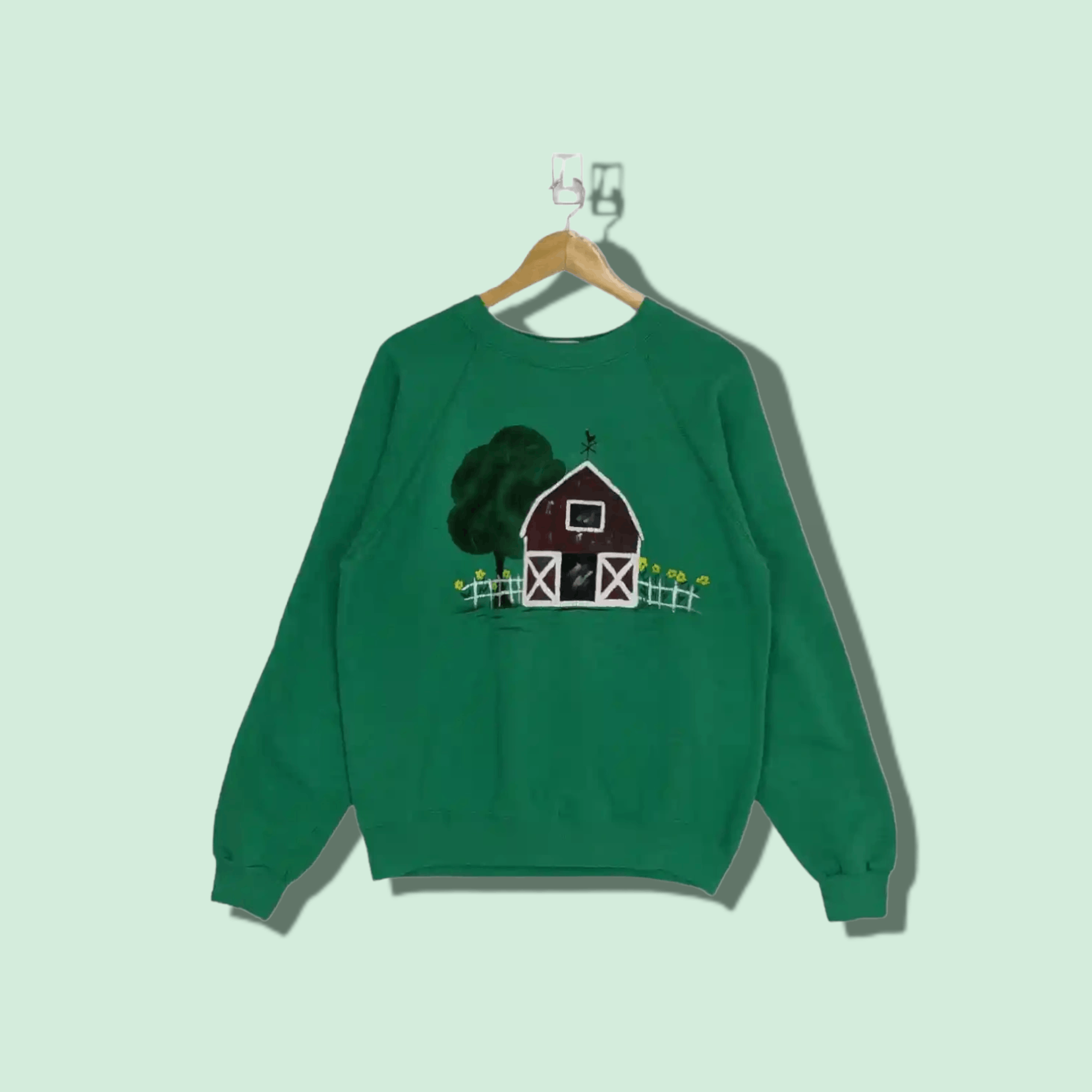 Vintage 80's HANES House Painting Drawing Jumper Sweatshirt