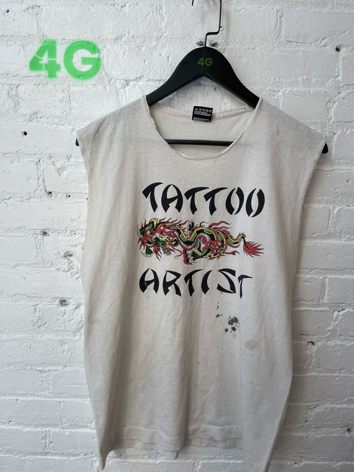 Vintage Vintage 90s TATTOO ARTIST THRASHED TANKTOP 4GSELLER Size US M / EU 48-50 / 2 - 8 Thumbnail