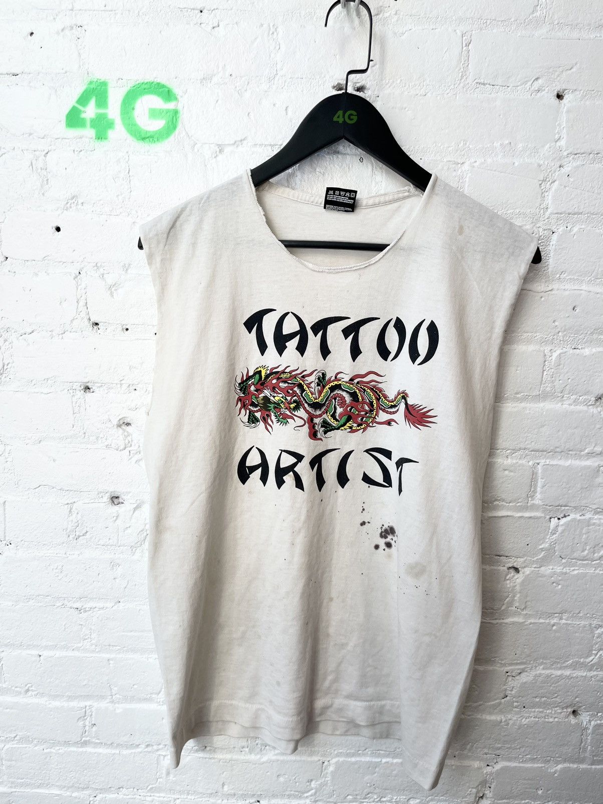 Vintage Vintage 90s TATTOO ARTIST THRASHED TANKTOP 4GSELLER Size US M / EU 48-50 / 2 - 1 Thumbnail