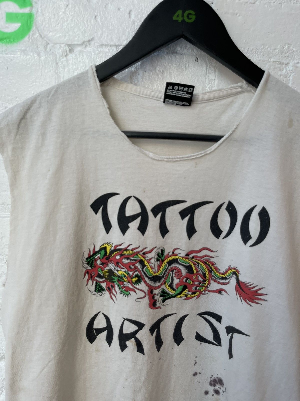 Vintage Vintage 90s TATTOO ARTIST THRASHED TANKTOP 4GSELLER Size US M / EU 48-50 / 2 - 2 Thumbnail