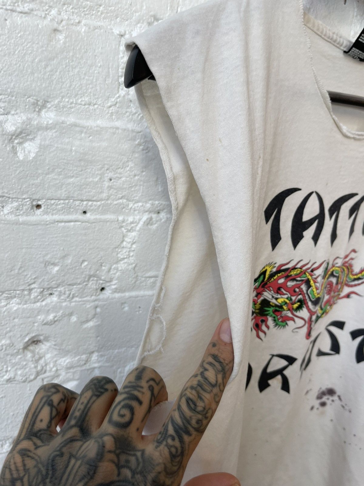 Vintage Vintage 90s TATTOO ARTIST THRASHED TANKTOP 4GSELLER Size US M / EU 48-50 / 2 - 4 Thumbnail
