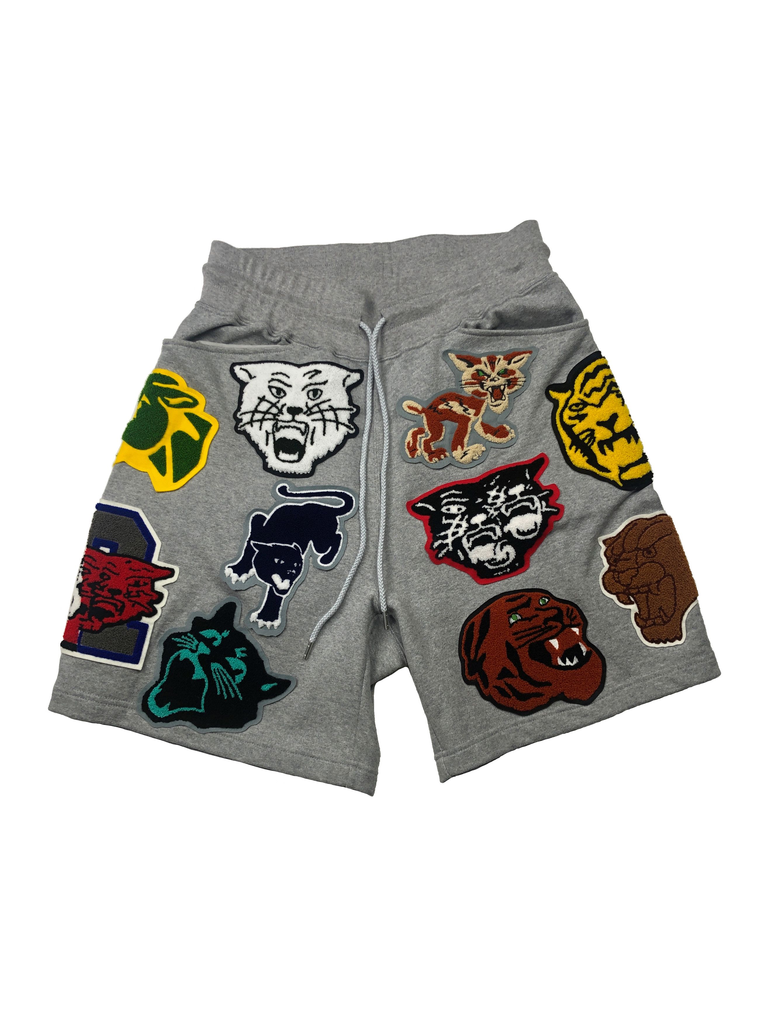image of Facetasm Multi Patch Track Shorts in Grey, Men's (Size 33)