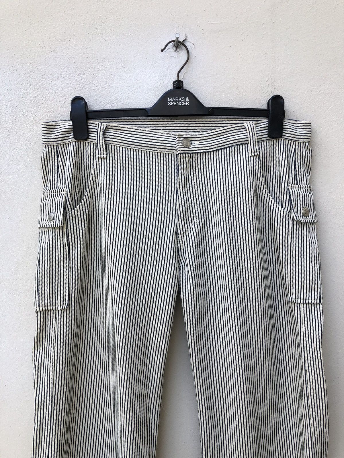Vintage DOUBLE NAME Japan Hickory Striped Cargo Denim Size US 34 / EU 50 - 2 Thumbnail