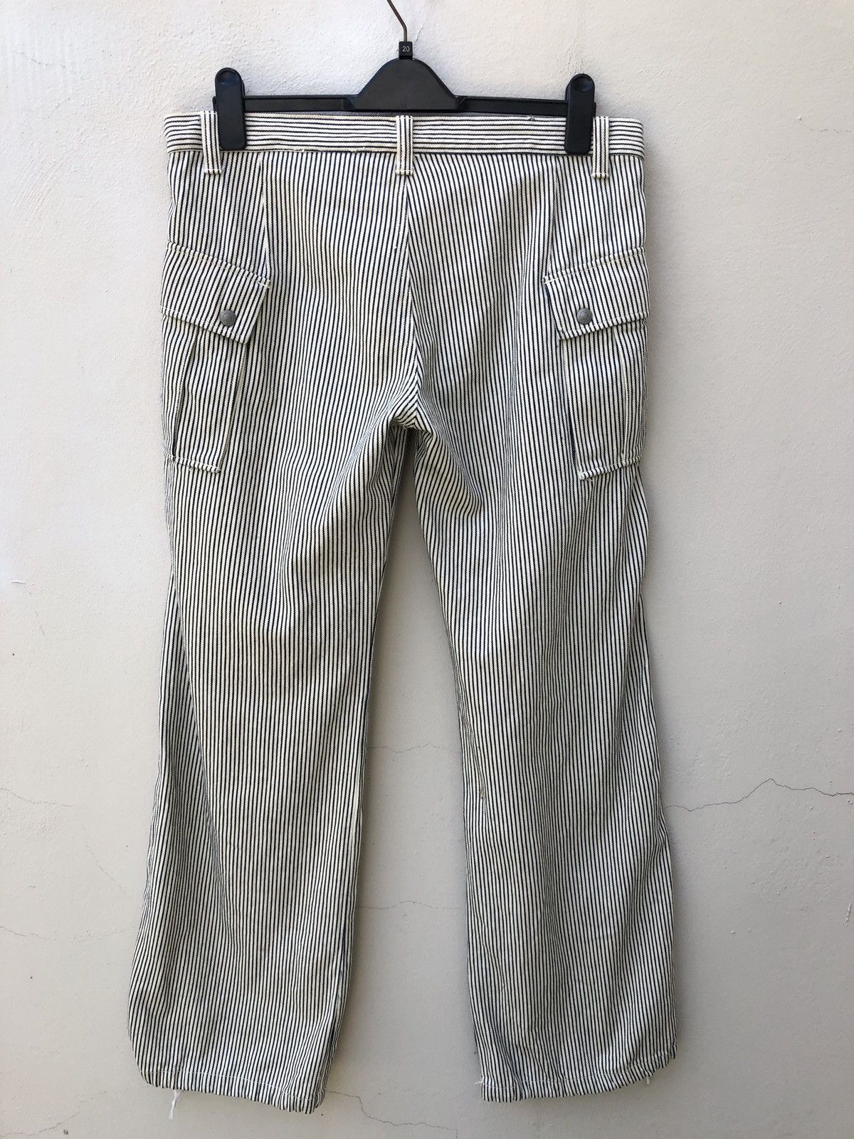 Vintage DOUBLE NAME Japan Hickory Striped Cargo Denim Size US 34 / EU 50 - 6 Thumbnail