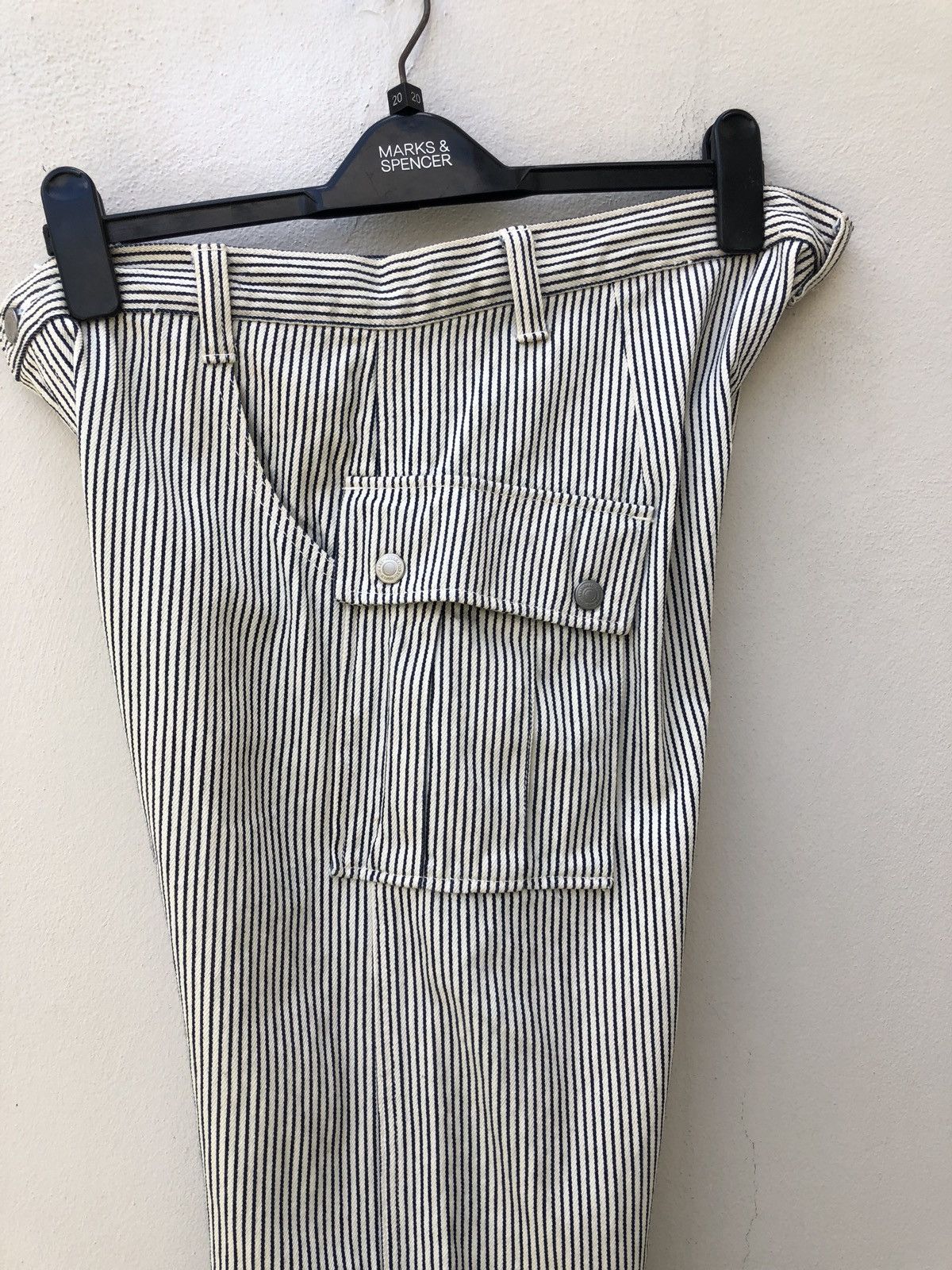 Vintage DOUBLE NAME Japan Hickory Striped Cargo Denim Size US 34 / EU 50 - 10 Thumbnail
