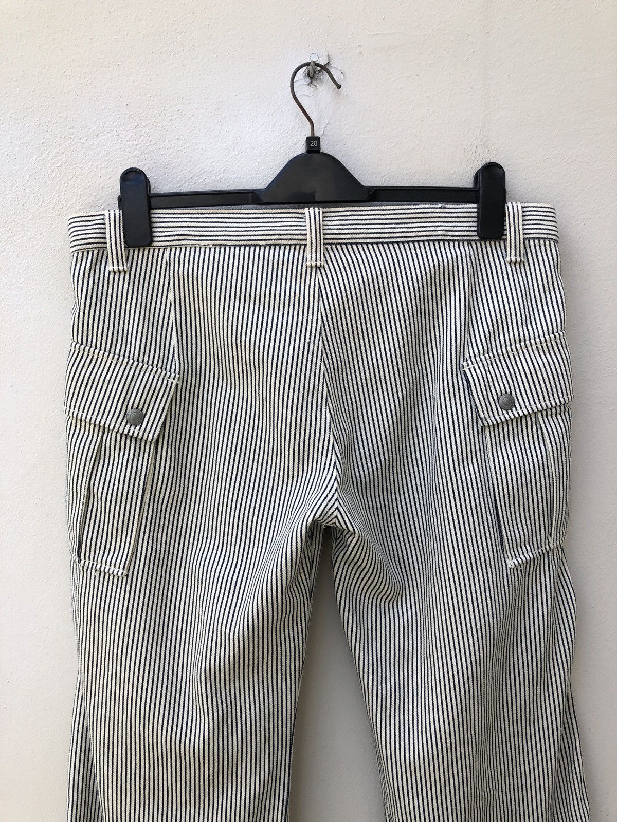 Vintage DOUBLE NAME Japan Hickory Striped Cargo Denim Size US 34 / EU 50 - 7 Thumbnail