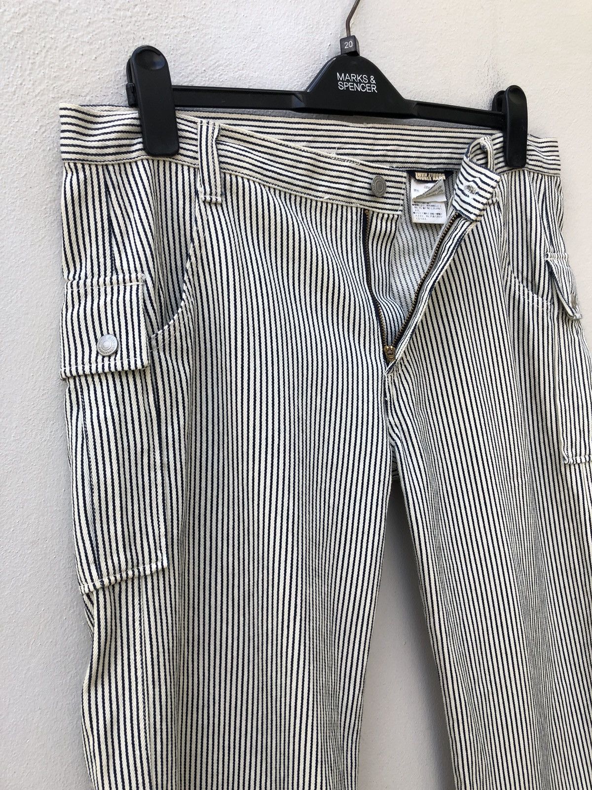 Vintage DOUBLE NAME Japan Hickory Striped Cargo Denim Size US 34 / EU 50 - 3 Thumbnail