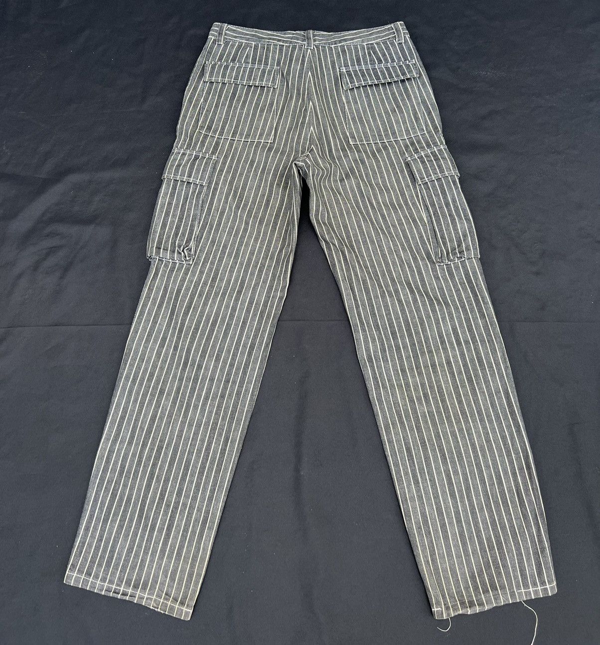 Vintage VTG KAKA Kazutaka Kato Sun Fade Black Stripe Cargo Trouser Size US 31 - 24 Thumbnail