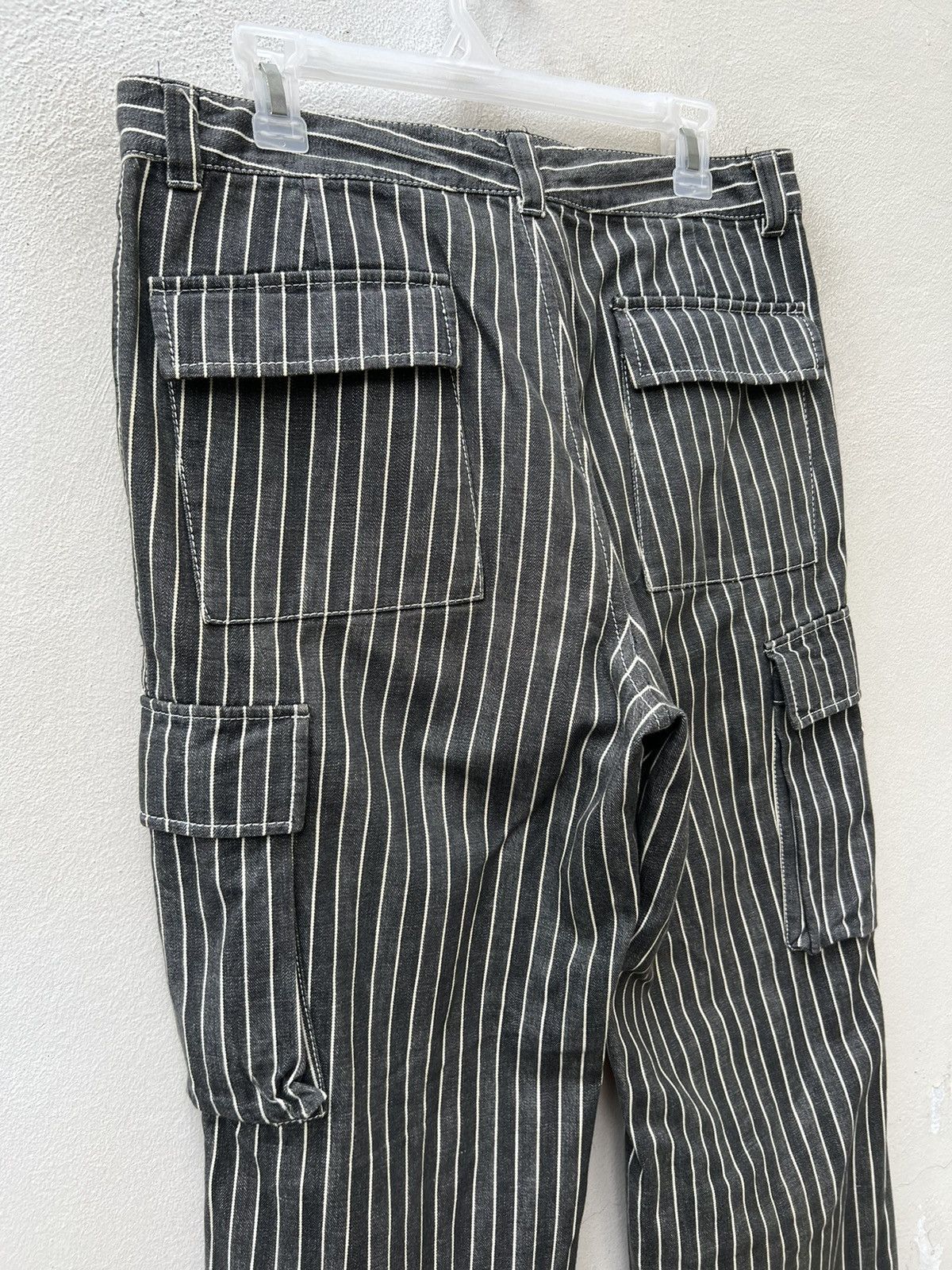 Vintage VTG KAKA Kazutaka Kato Sun Fade Black Stripe Cargo Trouser Size US 31 - 11 Thumbnail