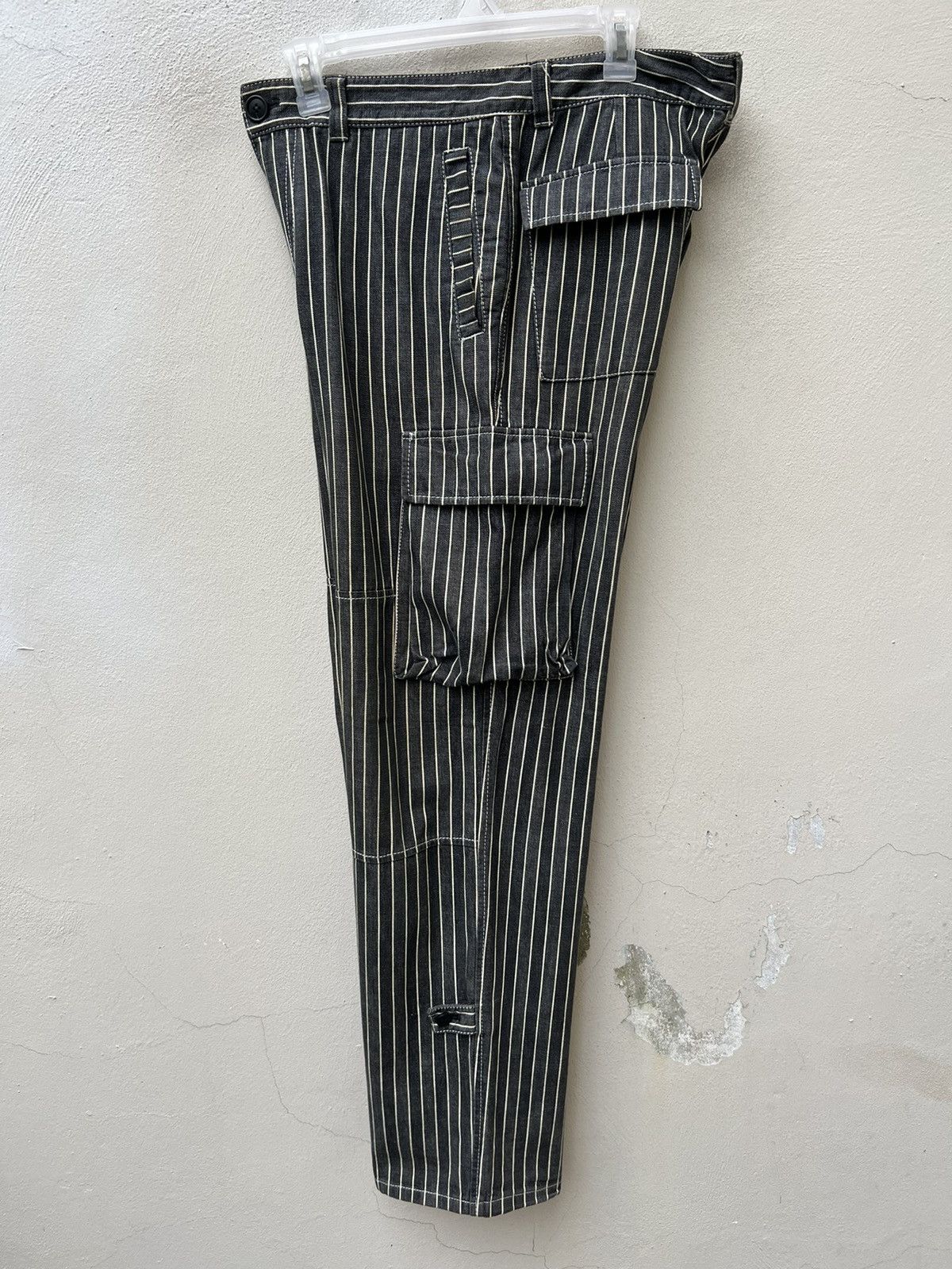 Vintage VTG KAKA Kazutaka Kato Sun Fade Black Stripe Cargo Trouser Size US 31 - 16 Thumbnail