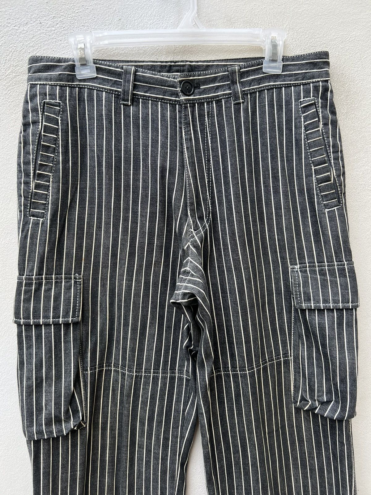 Vintage VTG KAKA Kazutaka Kato Sun Fade Black Stripe Cargo Trouser Size US 31 - 2 Thumbnail
