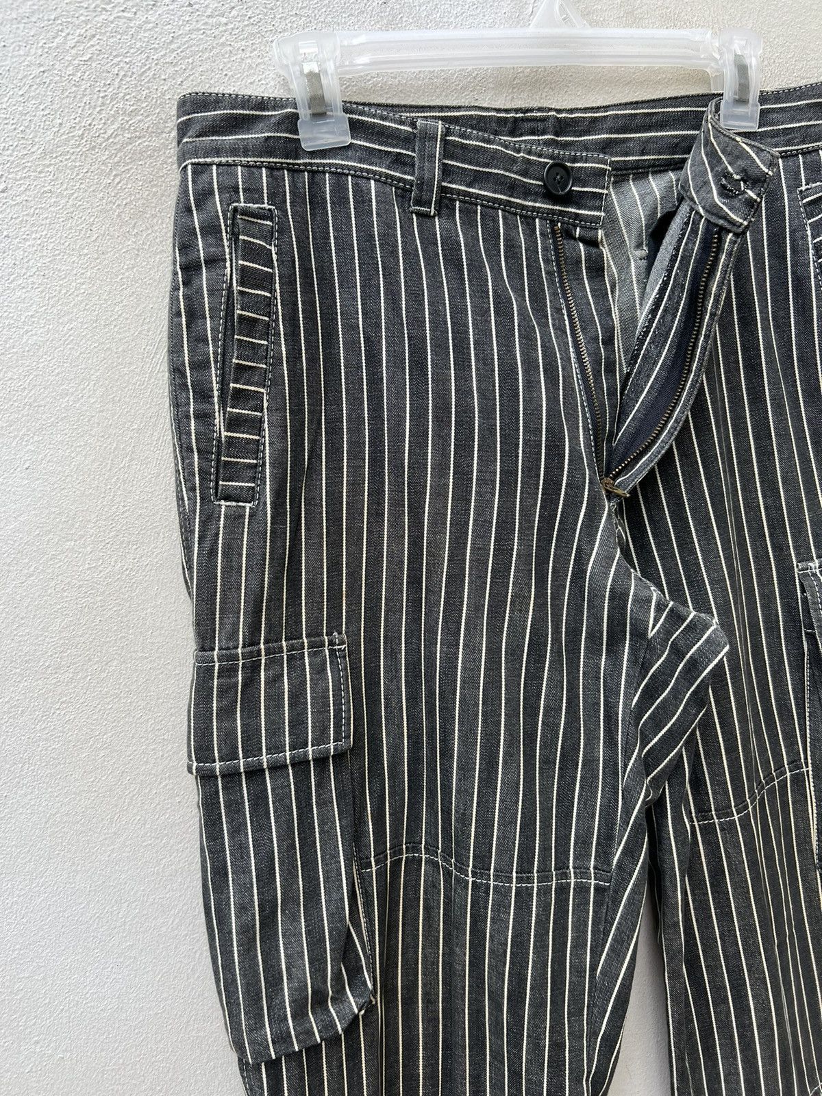 Vintage VTG KAKA Kazutaka Kato Sun Fade Black Stripe Cargo Trouser Size US 31 - 3 Thumbnail