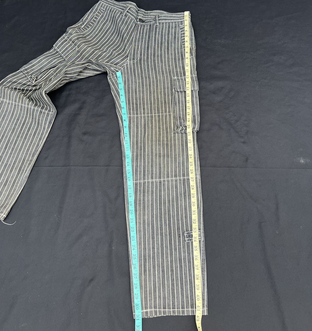 Vintage VTG KAKA Kazutaka Kato Sun Fade Black Stripe Cargo Trouser Size US 31 - 23 Thumbnail