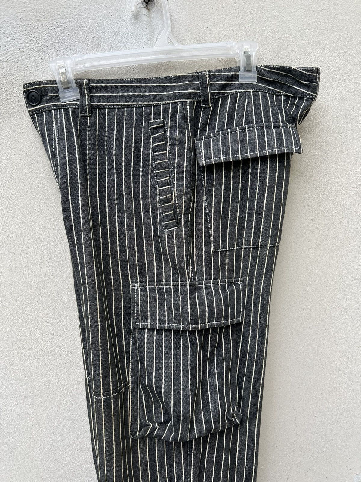 Vintage VTG KAKA Kazutaka Kato Sun Fade Black Stripe Cargo Trouser Size US 31 - 17 Thumbnail