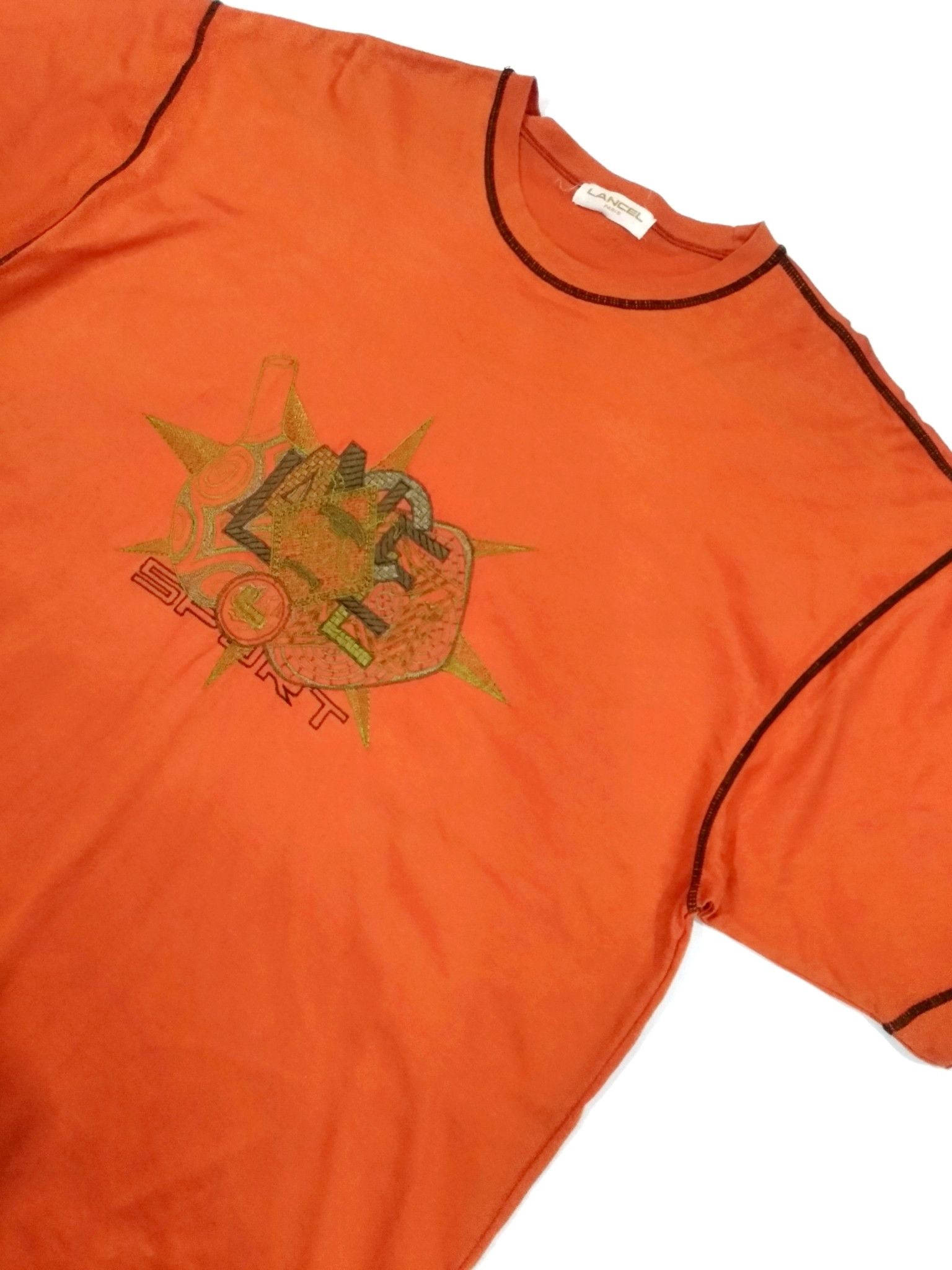 Designer × Lancel RARE! VTG LANCEL PARIS EMBROIDERED BIG LOGO TEE Size US XL / EU 56 / 4 - 3 Thumbnail