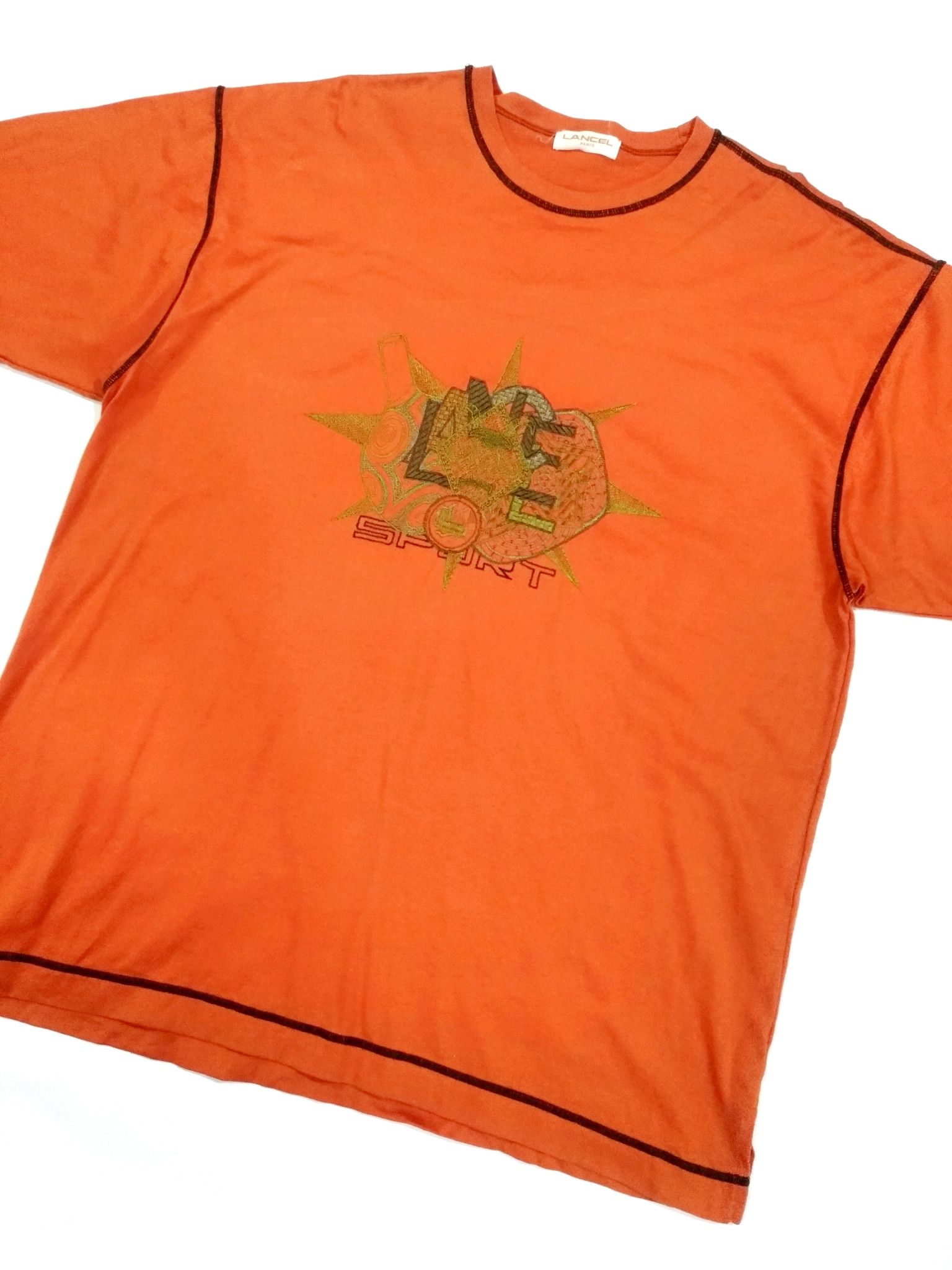 Designer × Lancel RARE! VTG LANCEL PARIS EMBROIDERED BIG LOGO TEE Size US XL / EU 56 / 4 - 2 Thumbnail