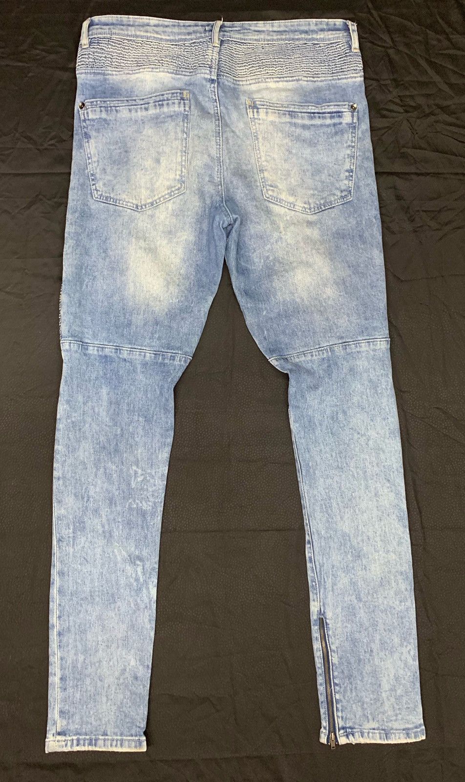 Japanese Brand 🔥Like Balmain Biker Denim Distressed Jeans Pants Size US 33 - 2 Thumbnail