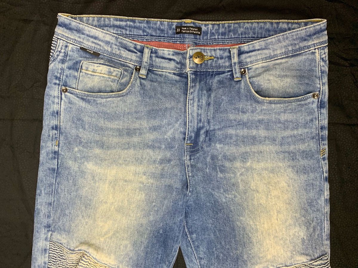 Japanese Brand 🔥Like Balmain Biker Denim Distressed Jeans Pants Size US 33 - 5 Thumbnail