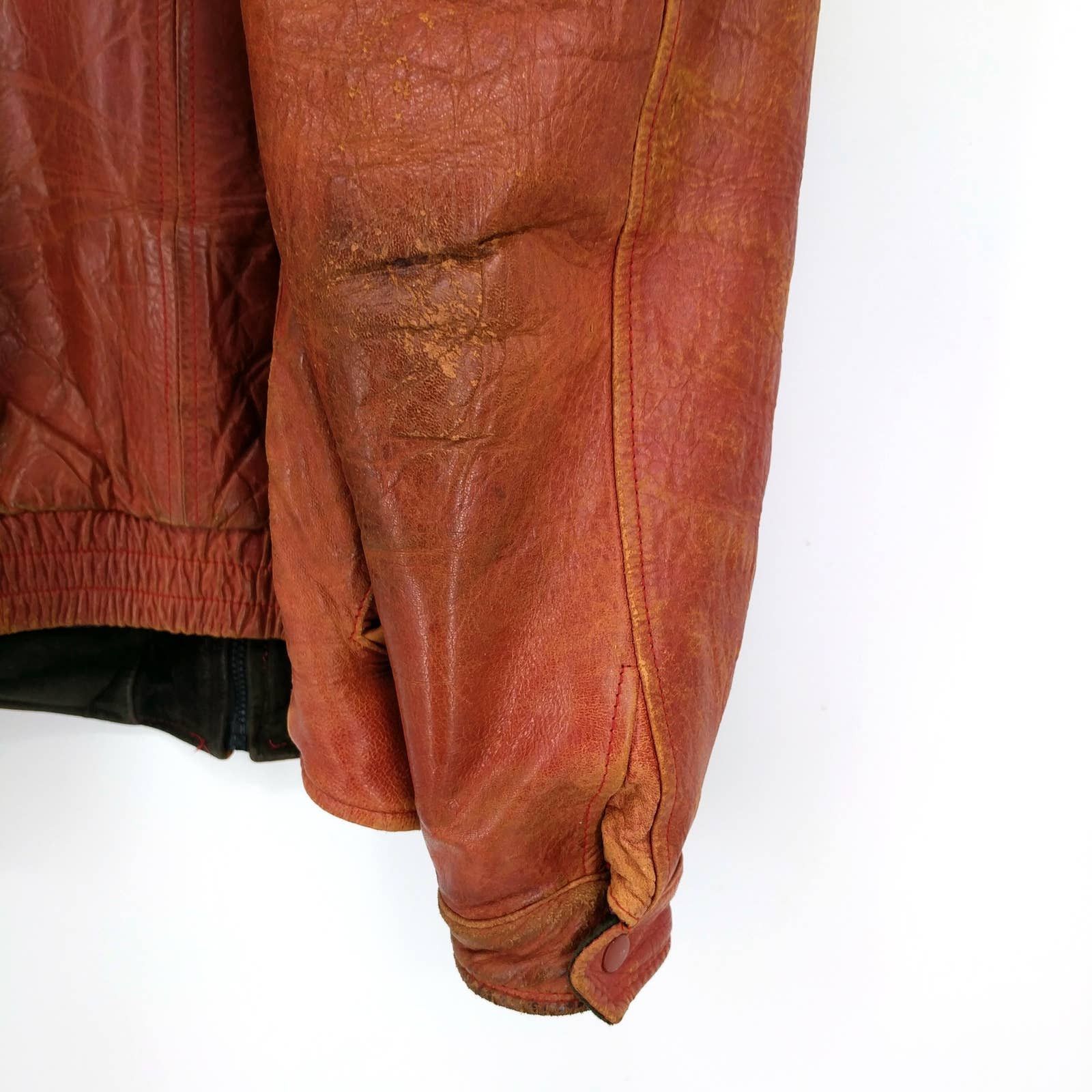 Leather × Vintage Vintage U2 Wear Me Out Tan Lamb Leather Bomber Flight Jacket Size US M / EU 48-50 / 2 - 7 Thumbnail