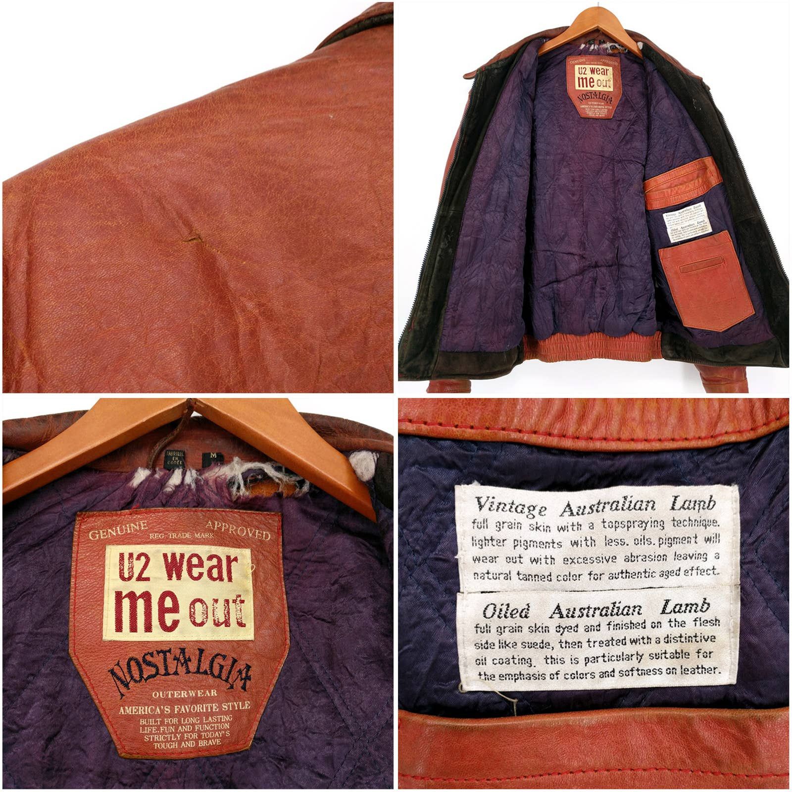 Leather × Vintage Vintage U2 Wear Me Out Tan Lamb Leather Bomber Flight Jacket Size US M / EU 48-50 / 2 - 8 Thumbnail