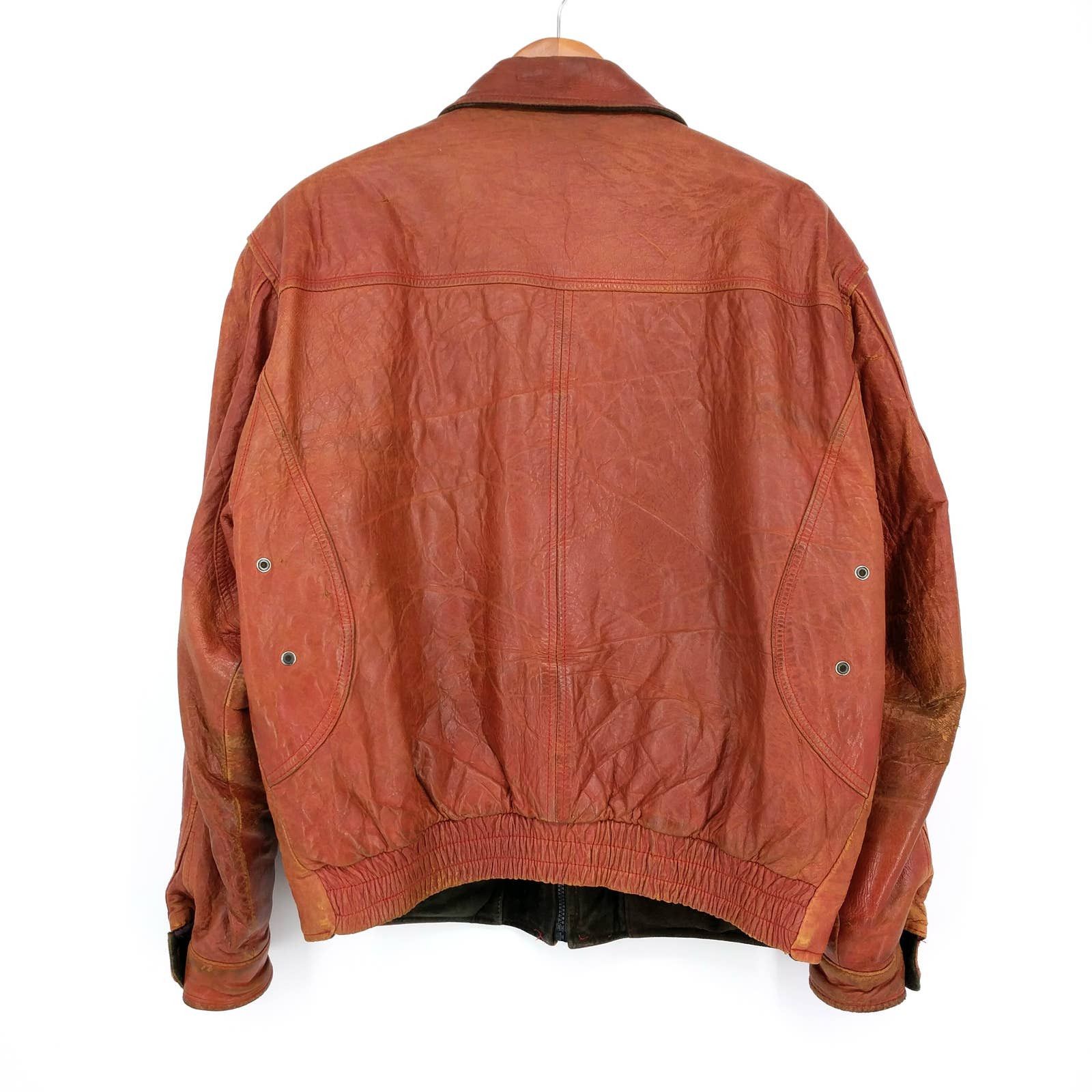 Leather × Vintage Vintage U2 Wear Me Out Tan Lamb Leather Bomber Flight Jacket Size US M / EU 48-50 / 2 - 6 Thumbnail