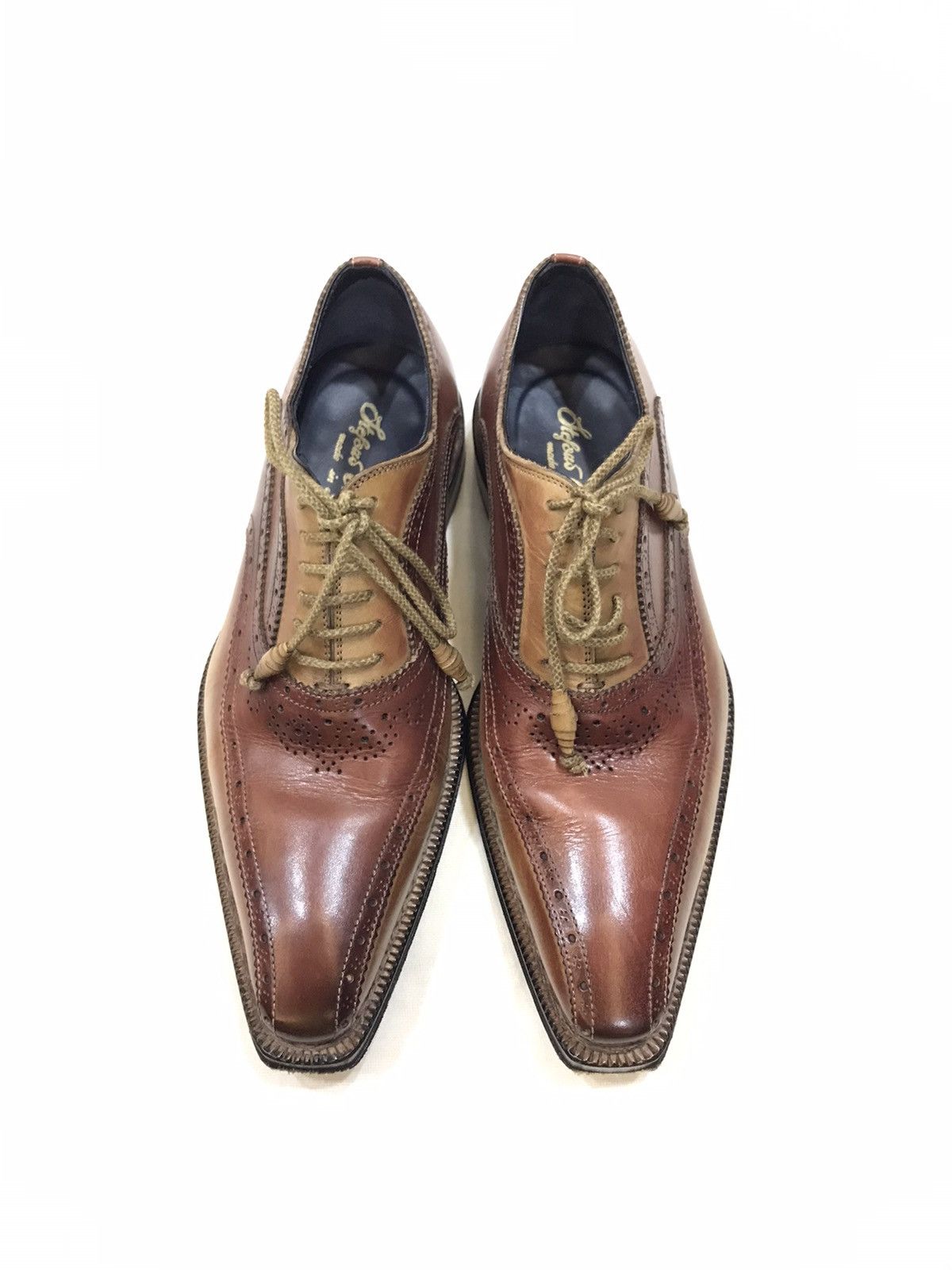 Handmade STEFANO BRANCHINI WINGTIP HANDMADE LEATHER SHOES SIZE 6 Size US 6 / EU 39 - 2 Thumbnail