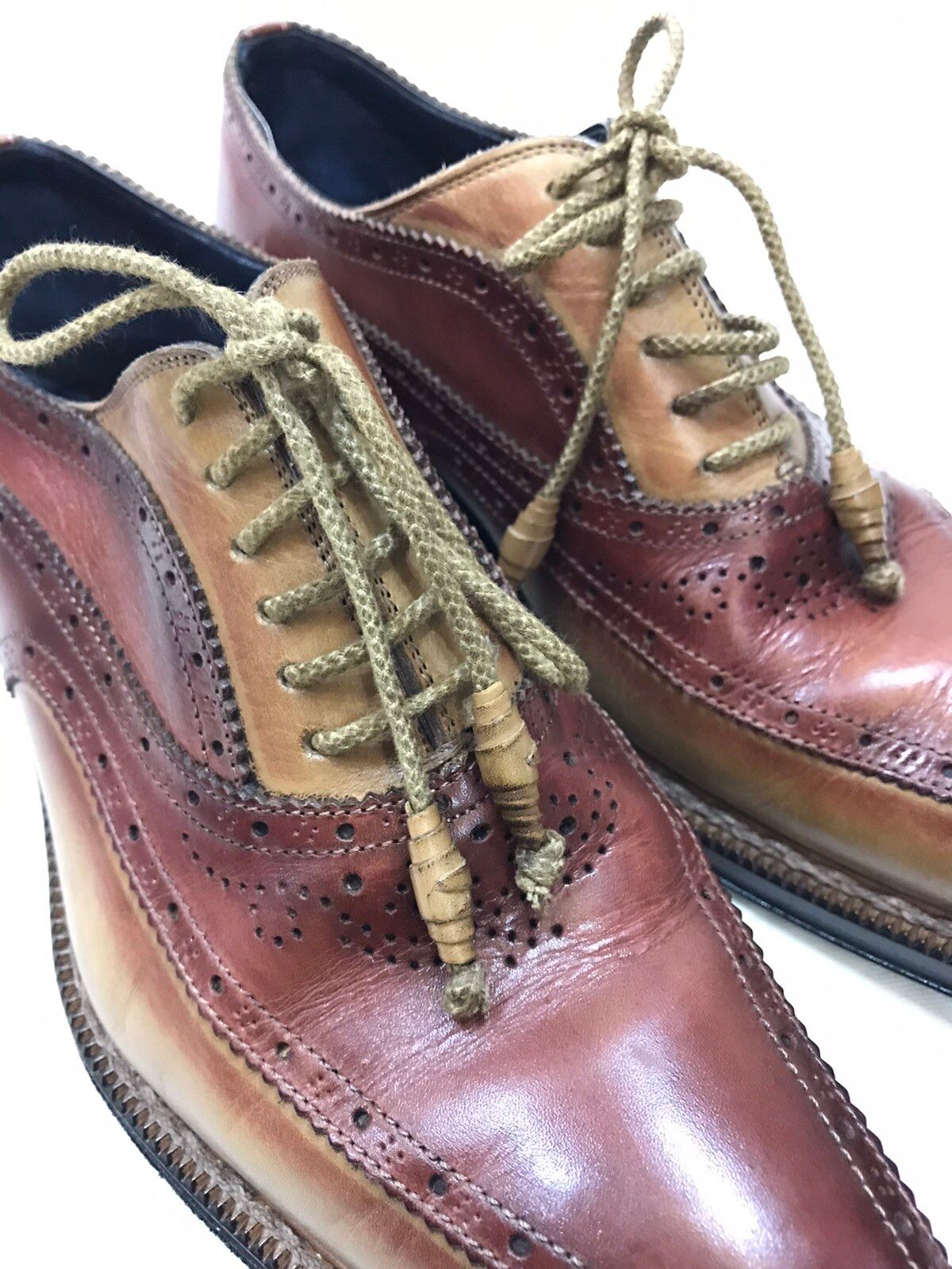 Handmade STEFANO BRANCHINI WINGTIP HANDMADE LEATHER SHOES SIZE 6 Size US 6 / EU 39 - 7 Preview