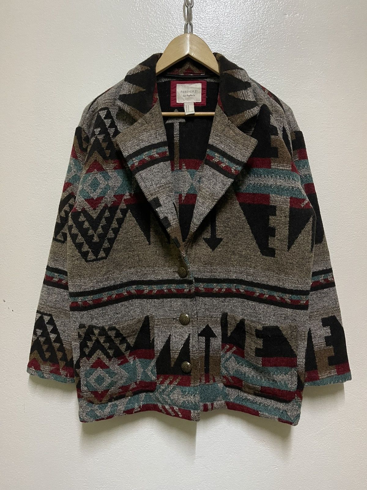 image of Forever 21 Navajo Native Wool Jacket, Men's (Size Medium)