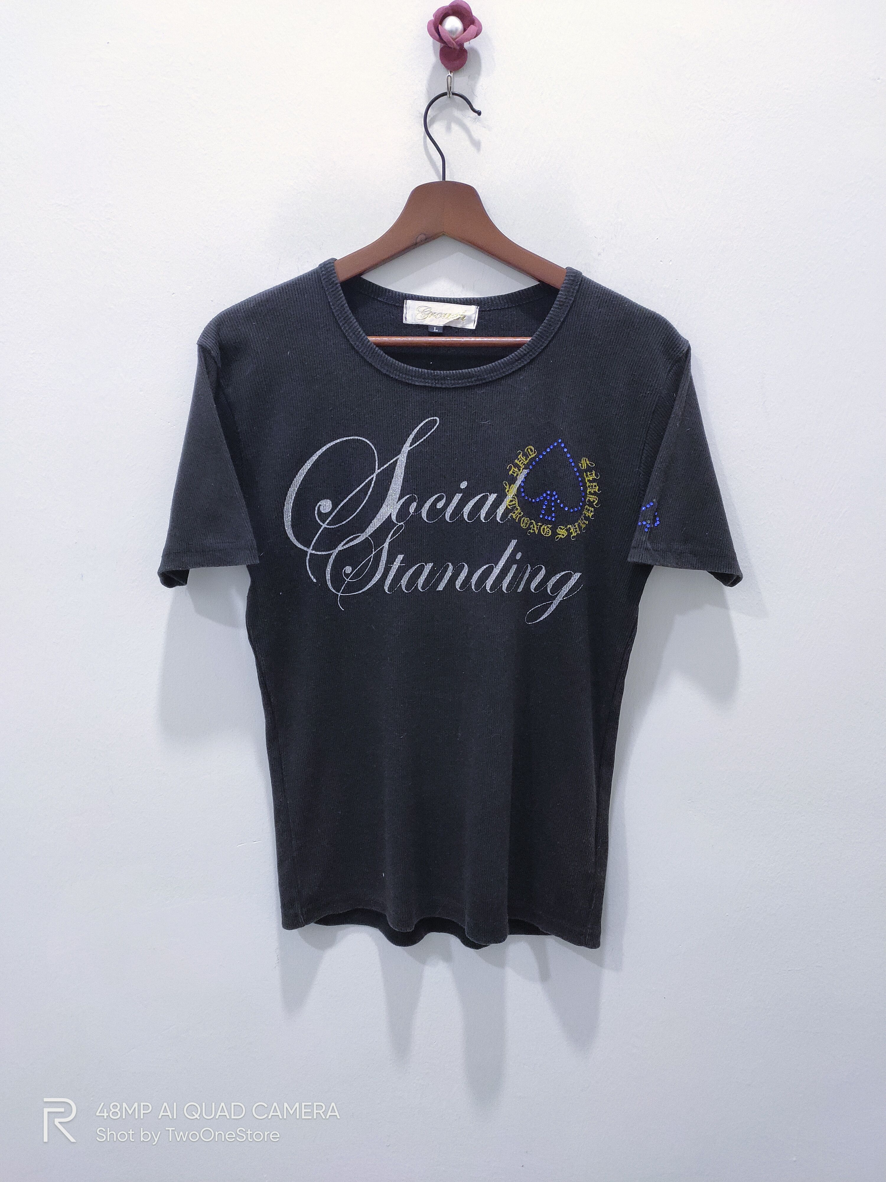 Japanese Brand × Swarovski GROWTH Beads Golden Dragon Big Logo Mafia Corduroy Tshirt Size S / US 4 / IT 40 - 2 Thumbnail
